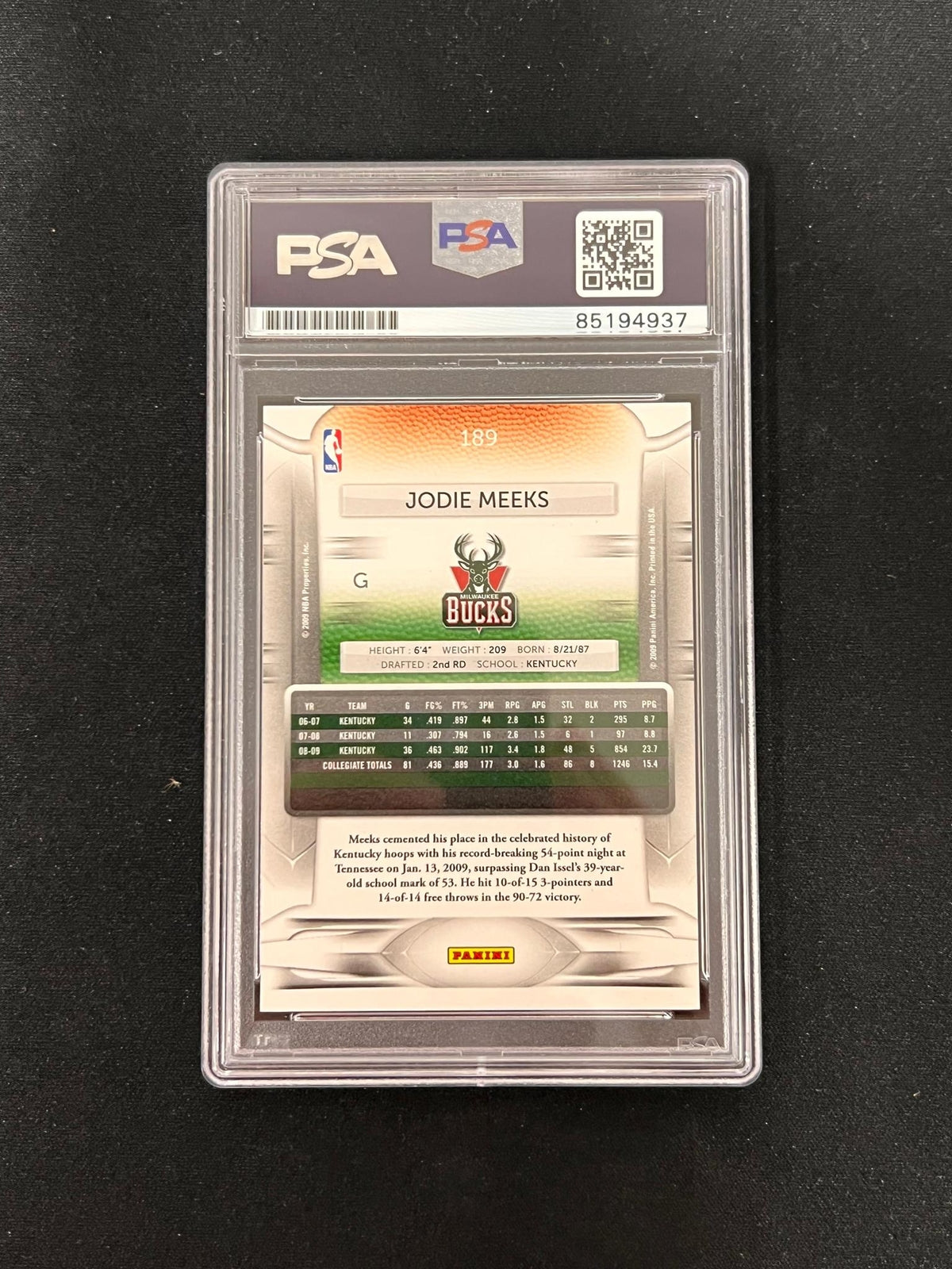 2008-09 Panini Prestige Rookie #189 Jodie Meeks Signed Card AUTO PSA Slabbed RC
