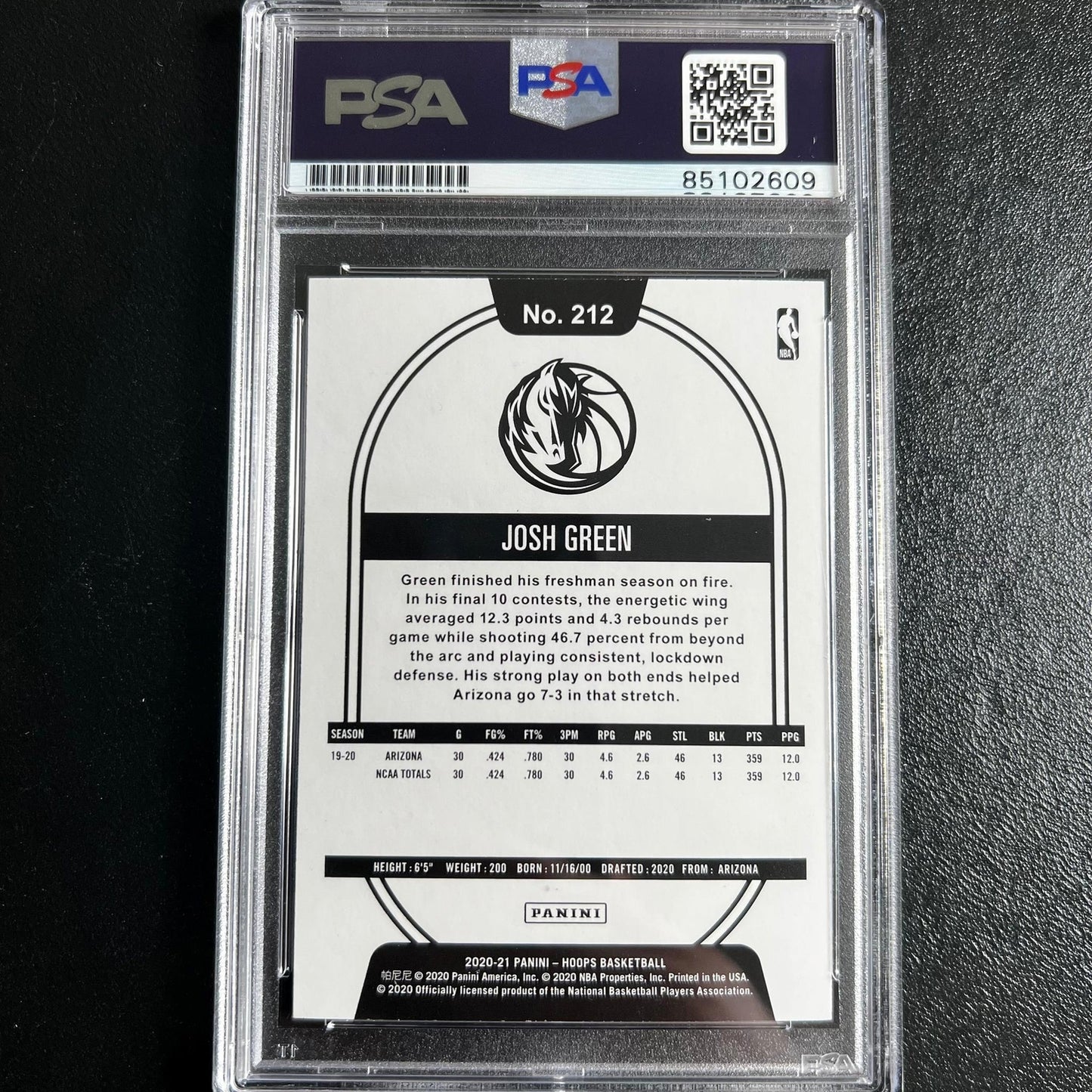 2020-21 Panini NBA Hoops #212 Josh Green Signed Card AUTO PSA Slabbed RC Maveric