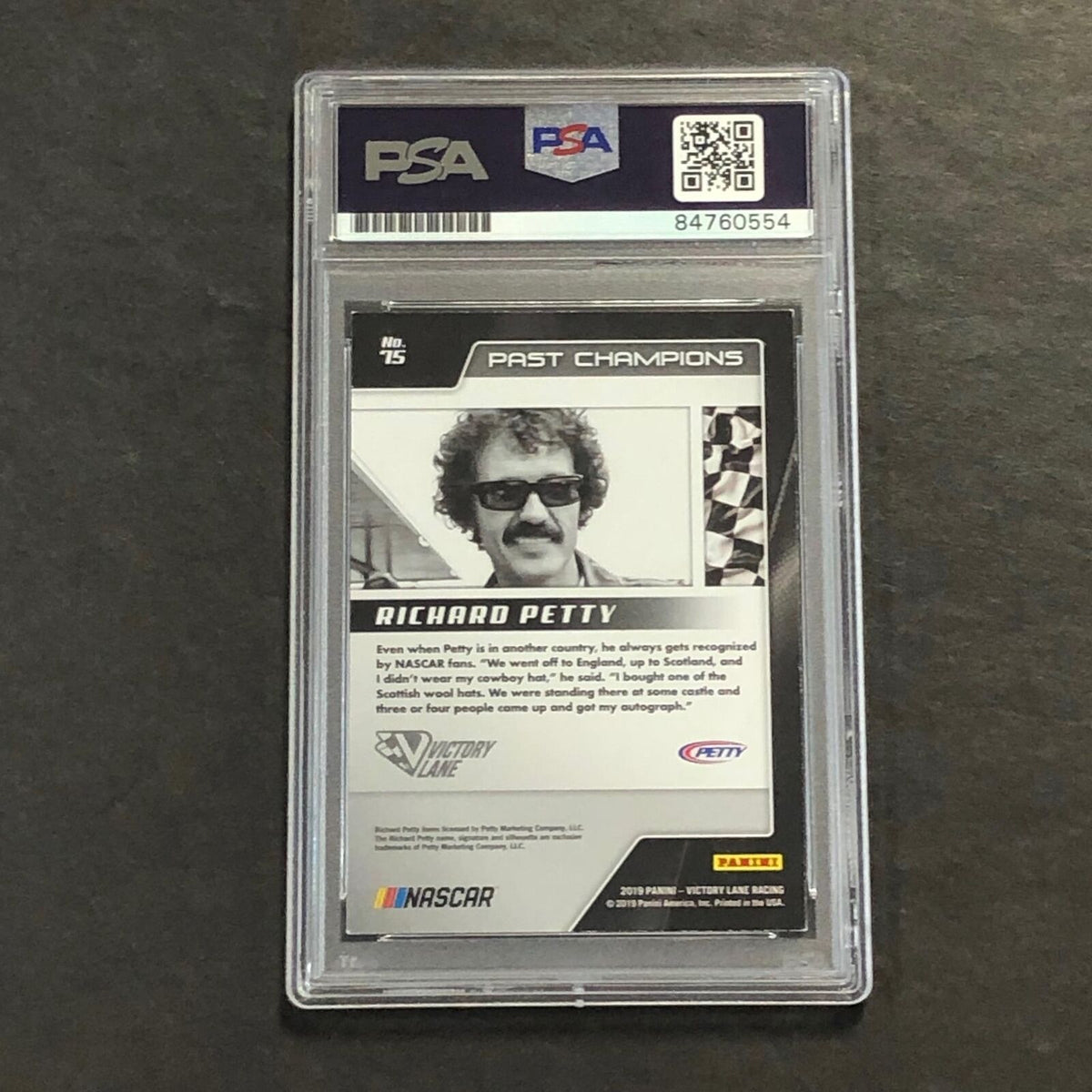 2019 Panini Victory Lap #75 Richard Petty Signed Card AUTO 10 PSA Slabbed Nascar