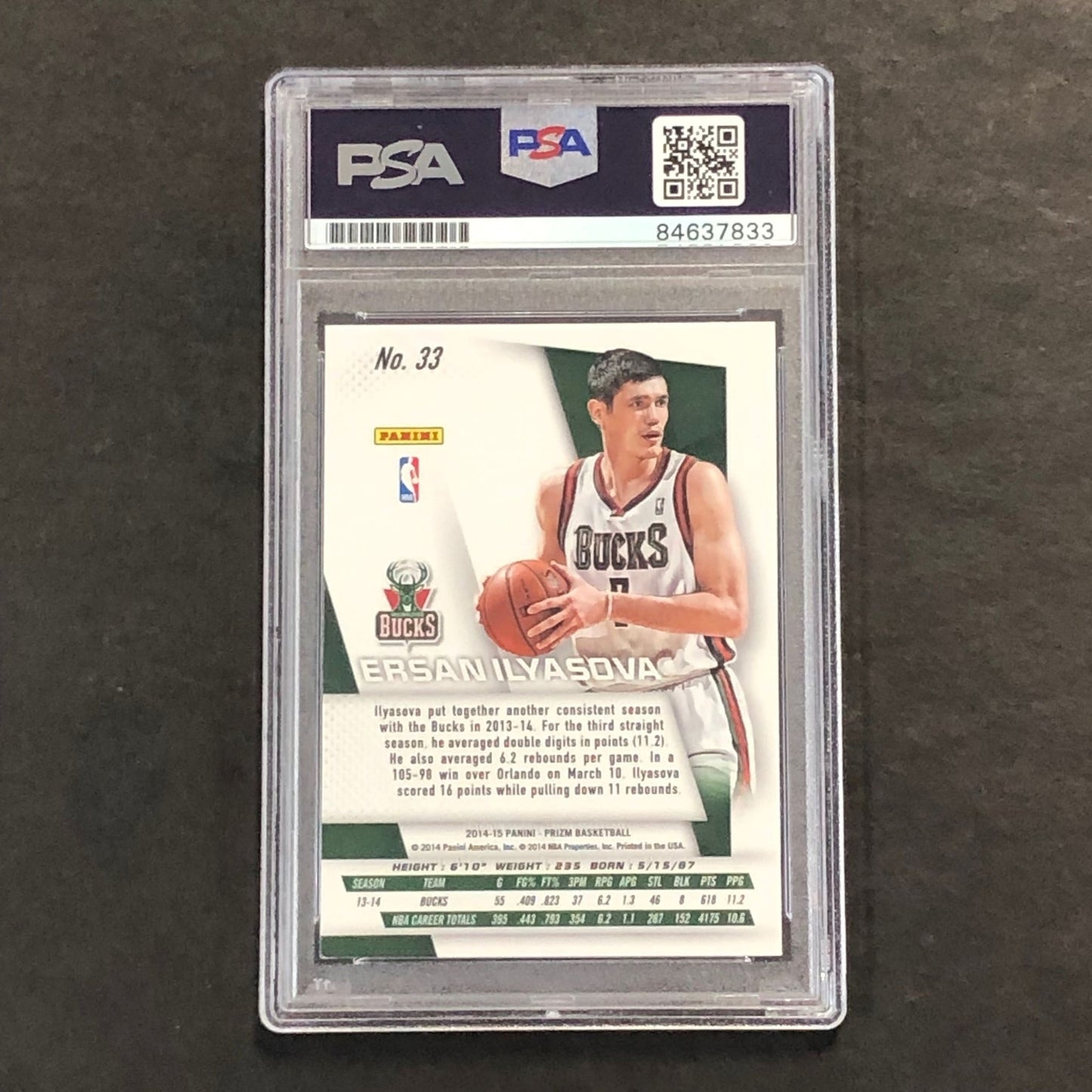 2014-15 Panini Prizm #33 Ersan Ilyasova Signed Card AUTO PSA Slabbed Bucks