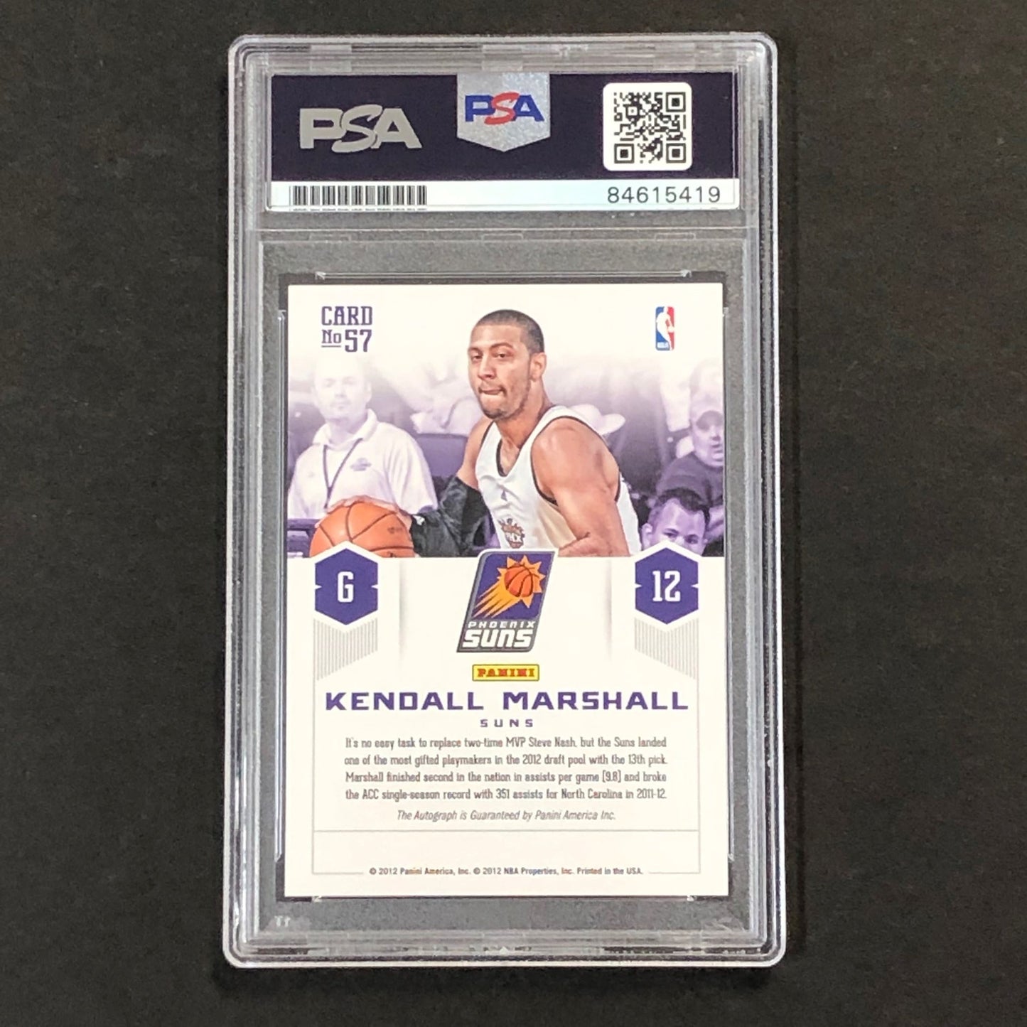 2012-13 Panini Prestige Prestigious Picks #57 Kendall Marshall Signed Card AUTO