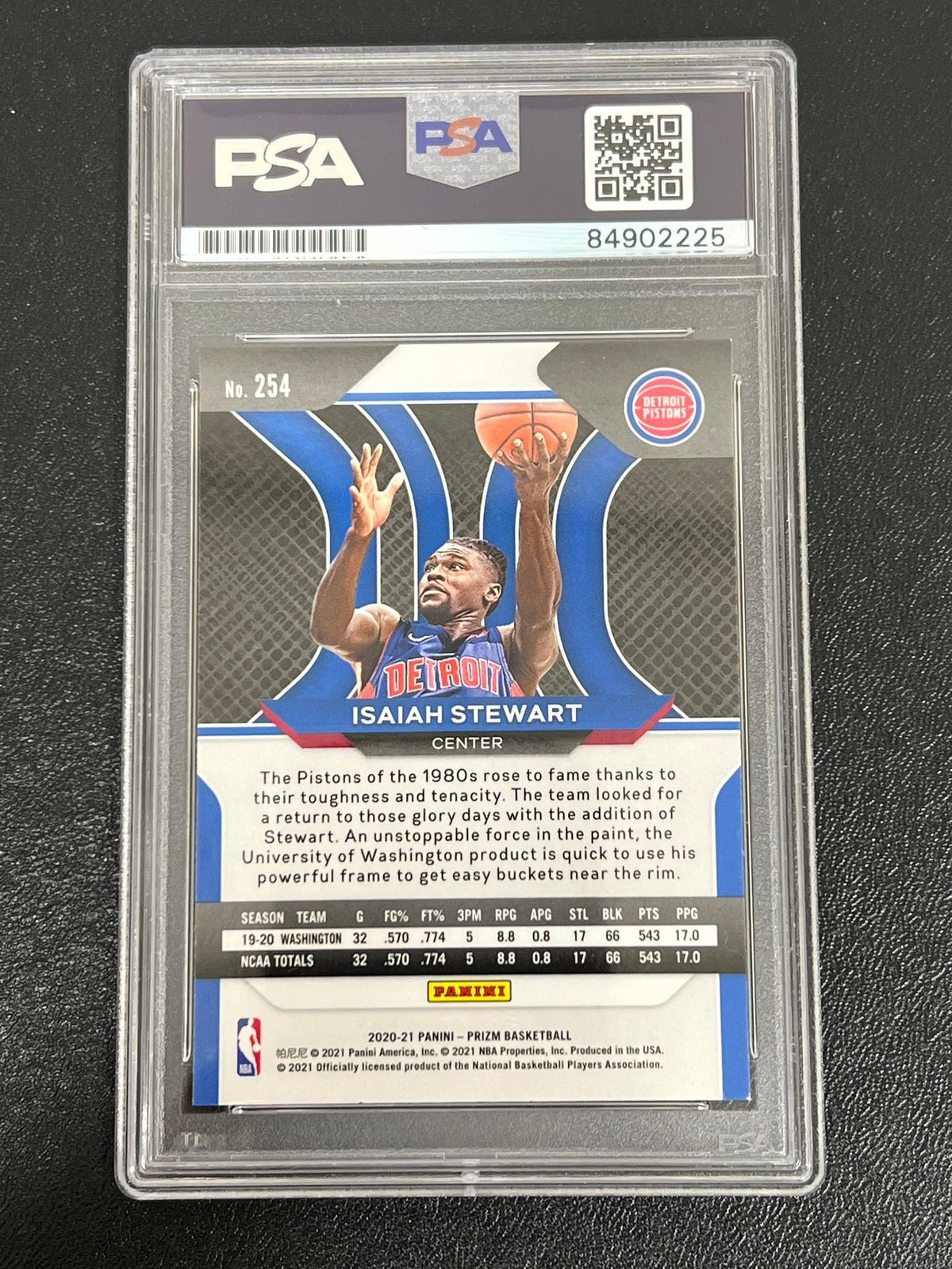 2020-21 Panini Prizm #254 Isaiah Stewart Signed Card AUTO PSA Slabbed RC Pistons