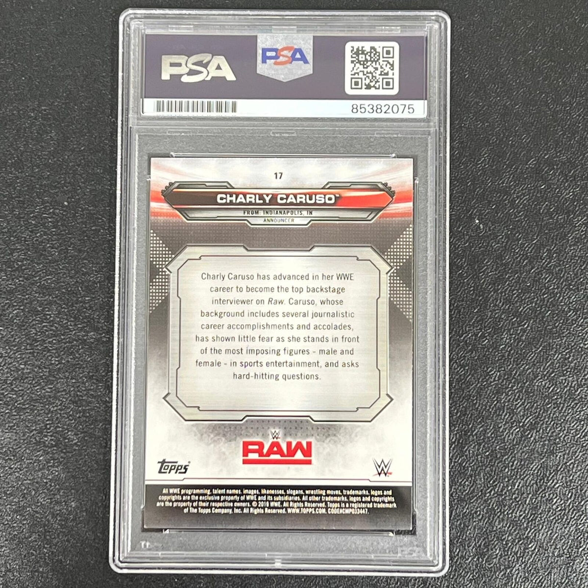 2019 Topps WWE Raw #17 Charly Caruso Signed Card PSA Slabbed Auto