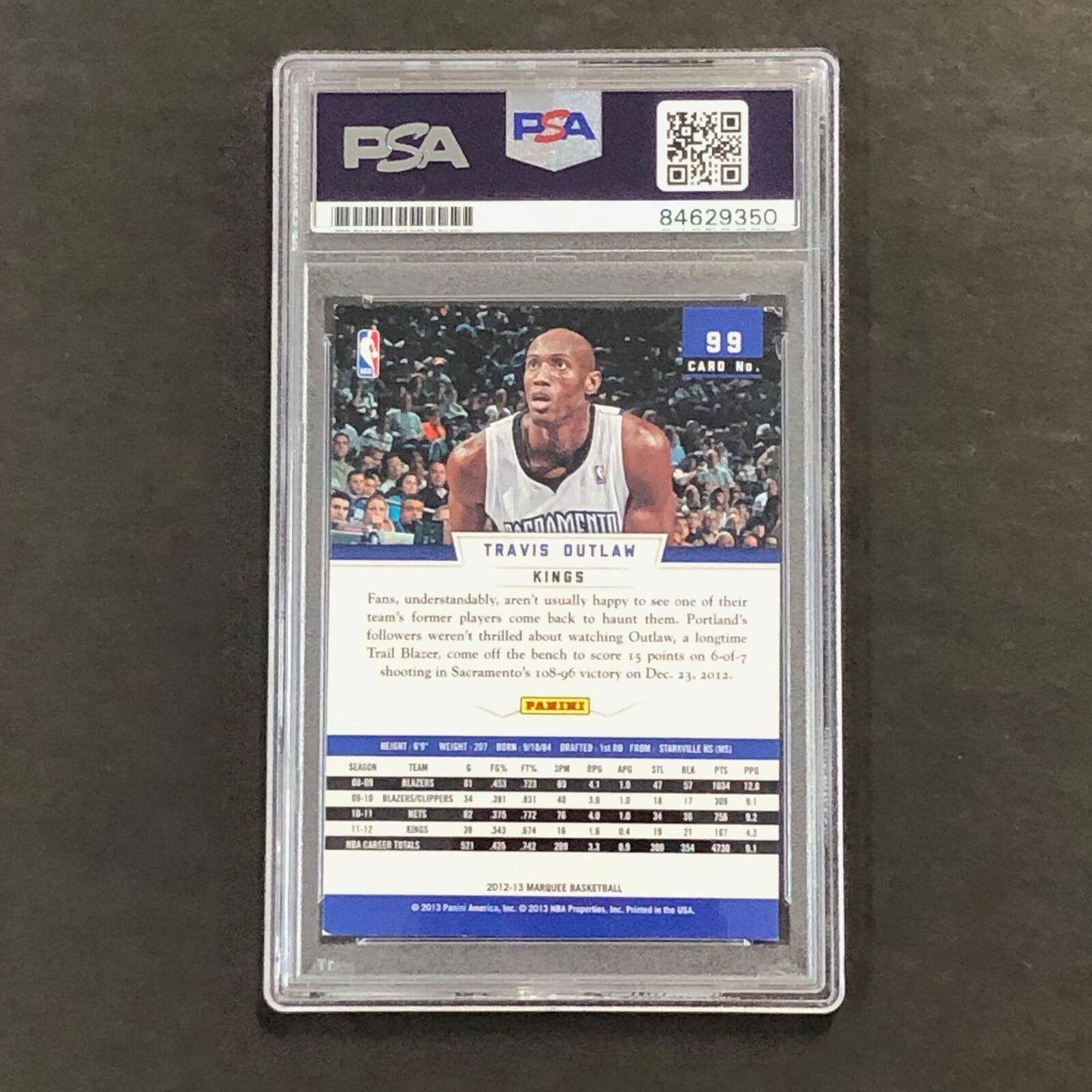 2012-13 Panini Marquee #99 Travis Outlaw Signed Card AUTO PSA Slabbed Kings