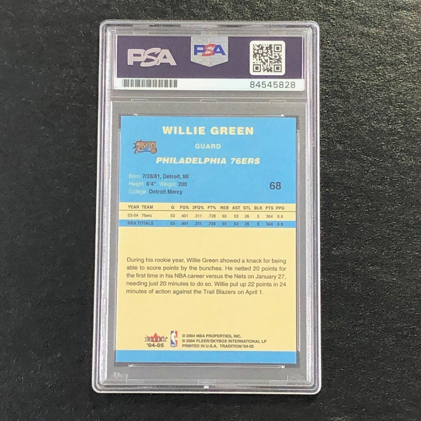 2004-05 Fleer Tradition #68 Willie Green Signed Card AUTO 10 PSA Slabbed 76ers