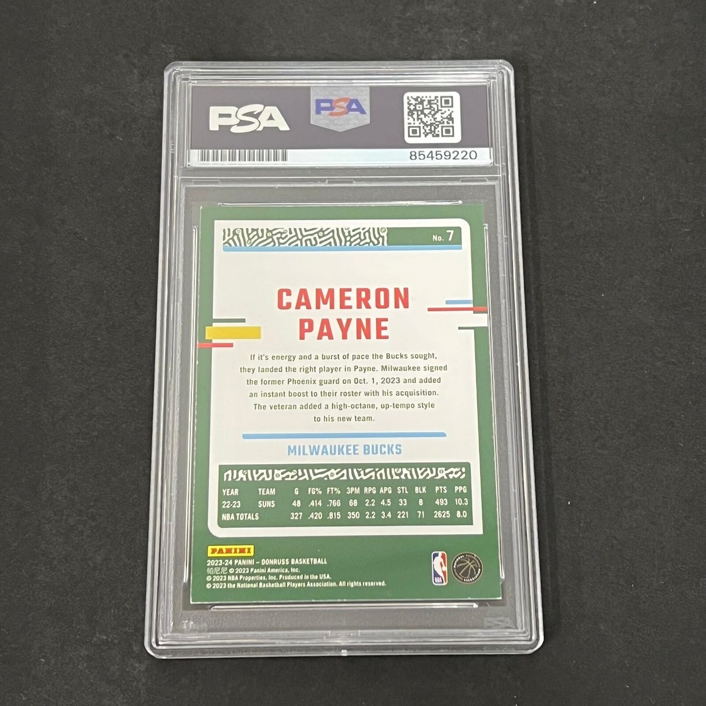 2023-2024 Panini Donruss #7 CAMERON PAYNE Signed Card AUTO PSA Slabbed Milwaukee