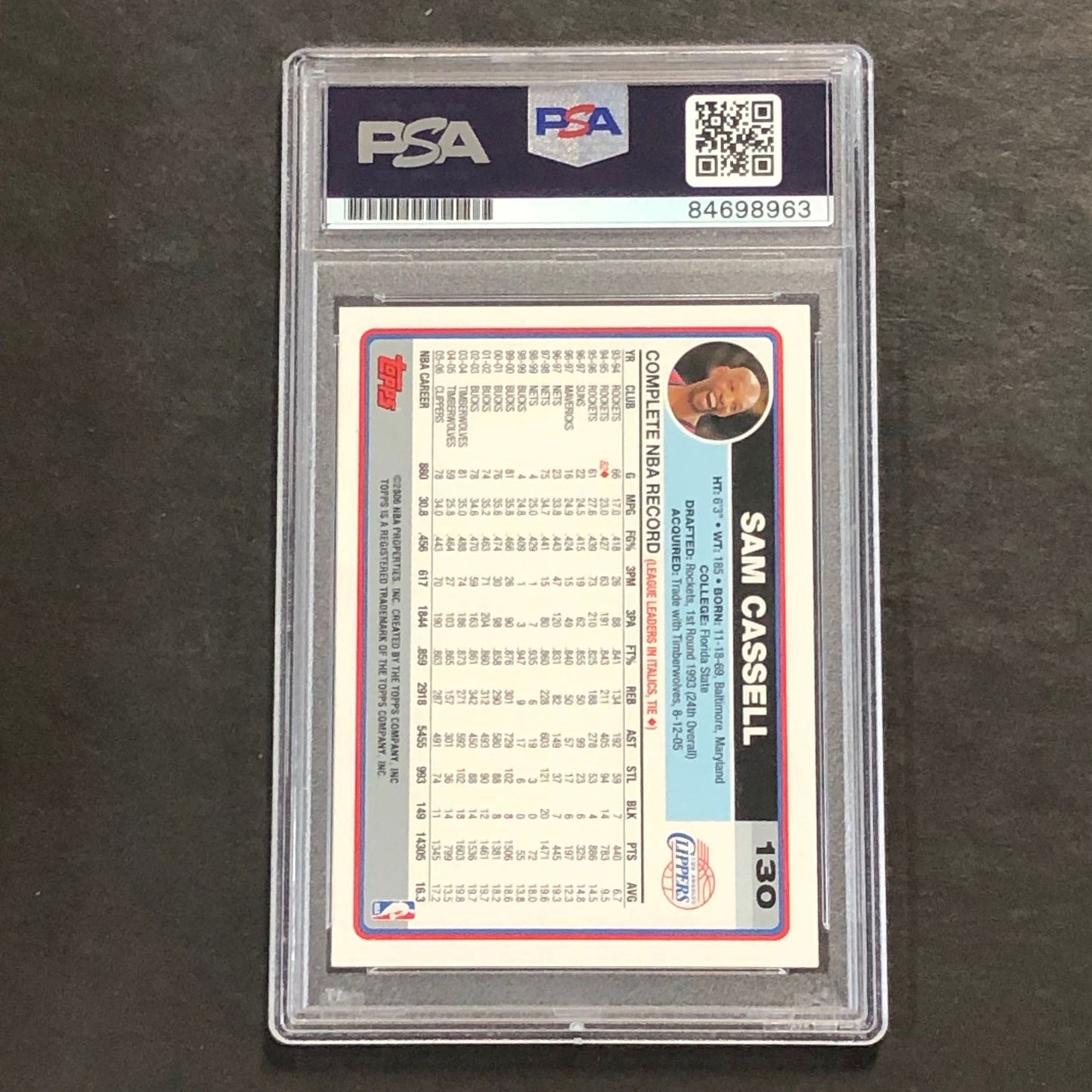 2009-10 Topps Basketball #130 Sam Cassell Signed Card AUTO PSA Slabbed Clippers