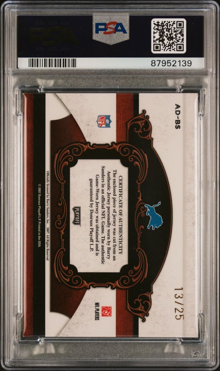 2007 Playoff National Treasures All Decade Prime-Materials #AD-BS Barry Sanders