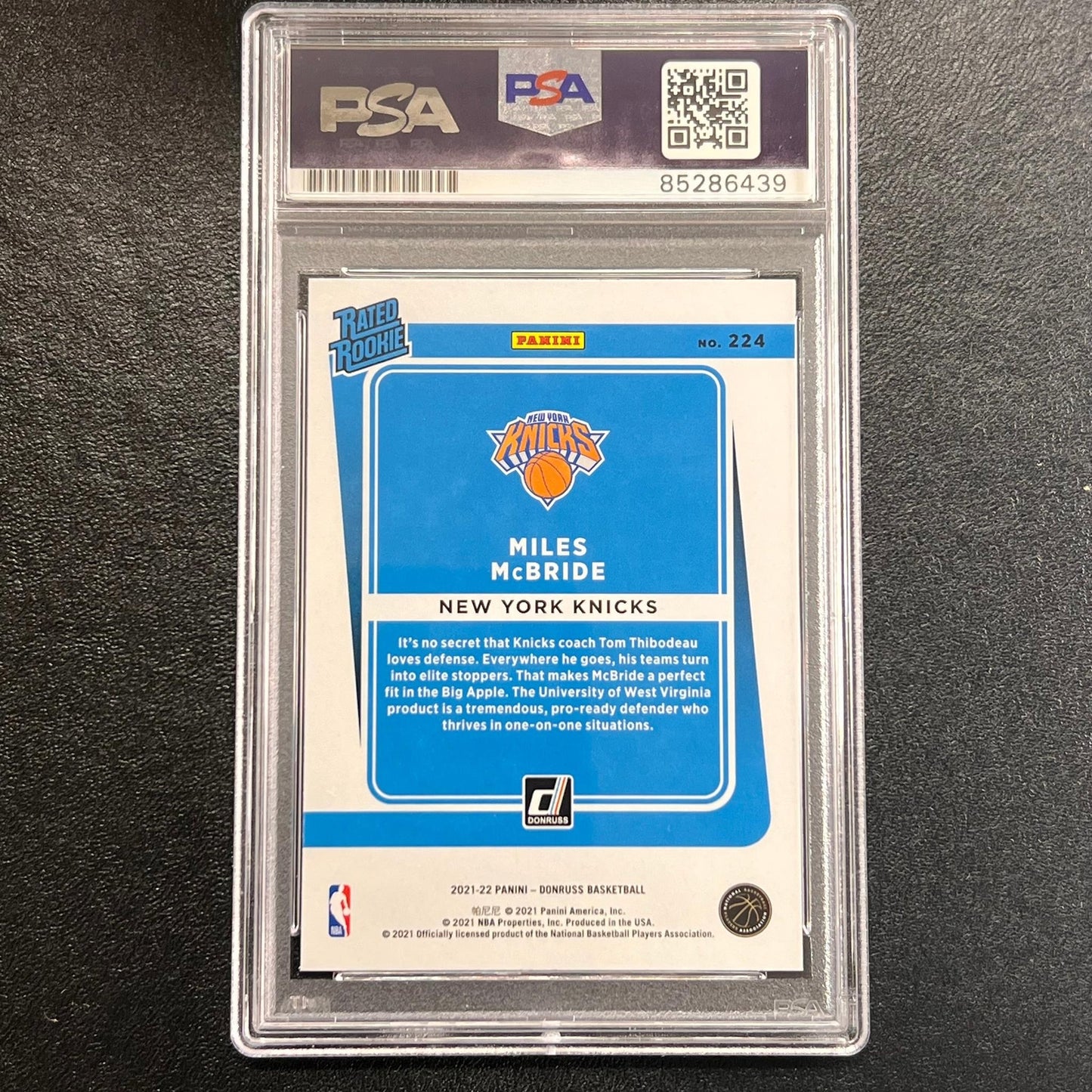 2021-22 Panini Donruss Optic Rated Rookie #224 Miles McBride Signed Card PSA AUT