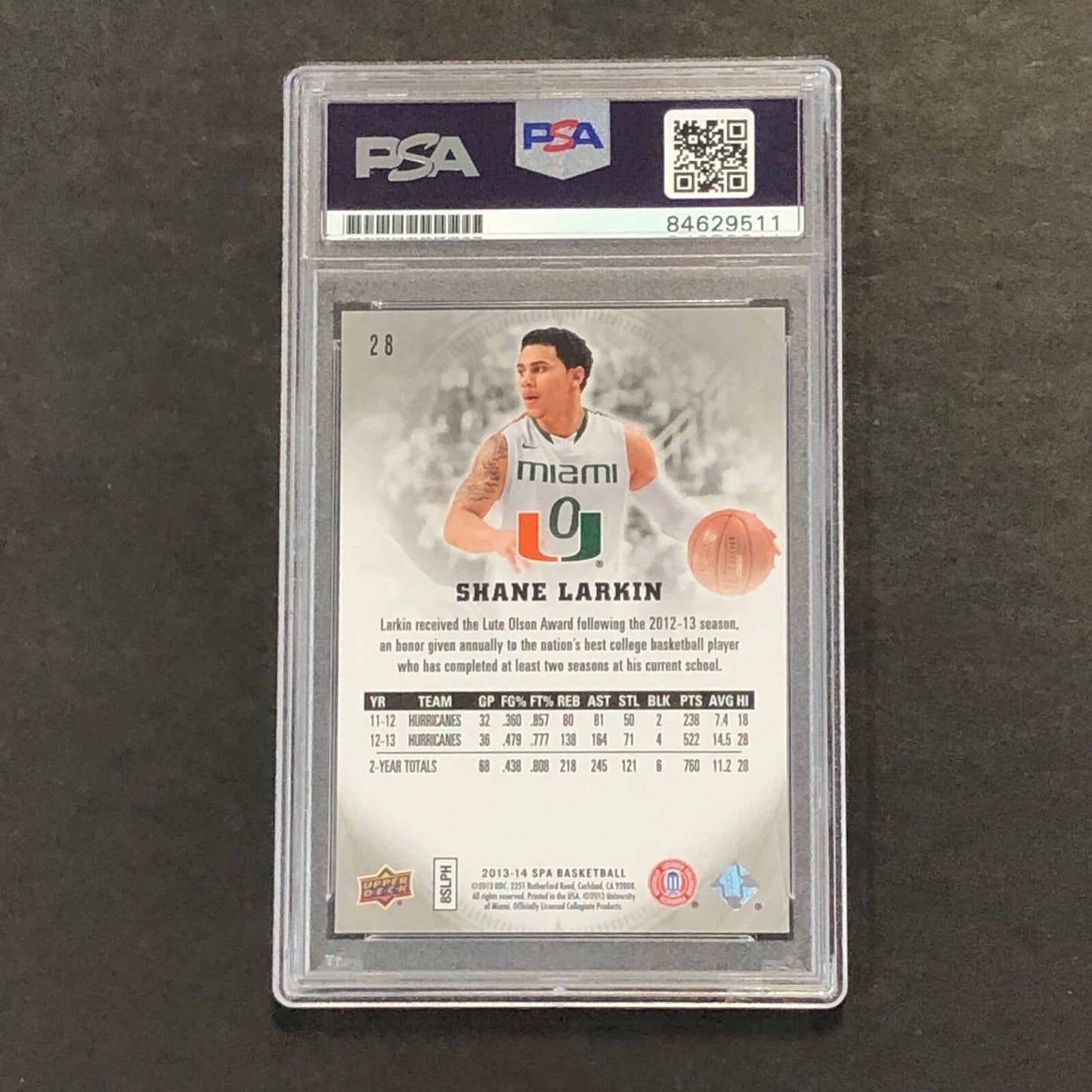 2013-14 Upper Deck SP Authentics #28 Shane Larkin Signed Card AUTO GRADE 10 PSA