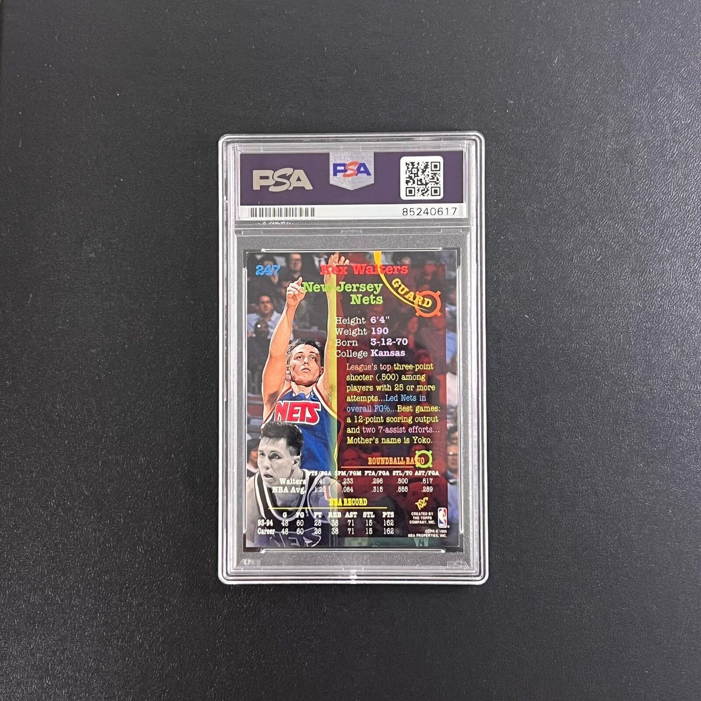 1995 Topps #247 Rex Walters Signed Card AUTO PSA Slabbed Nets