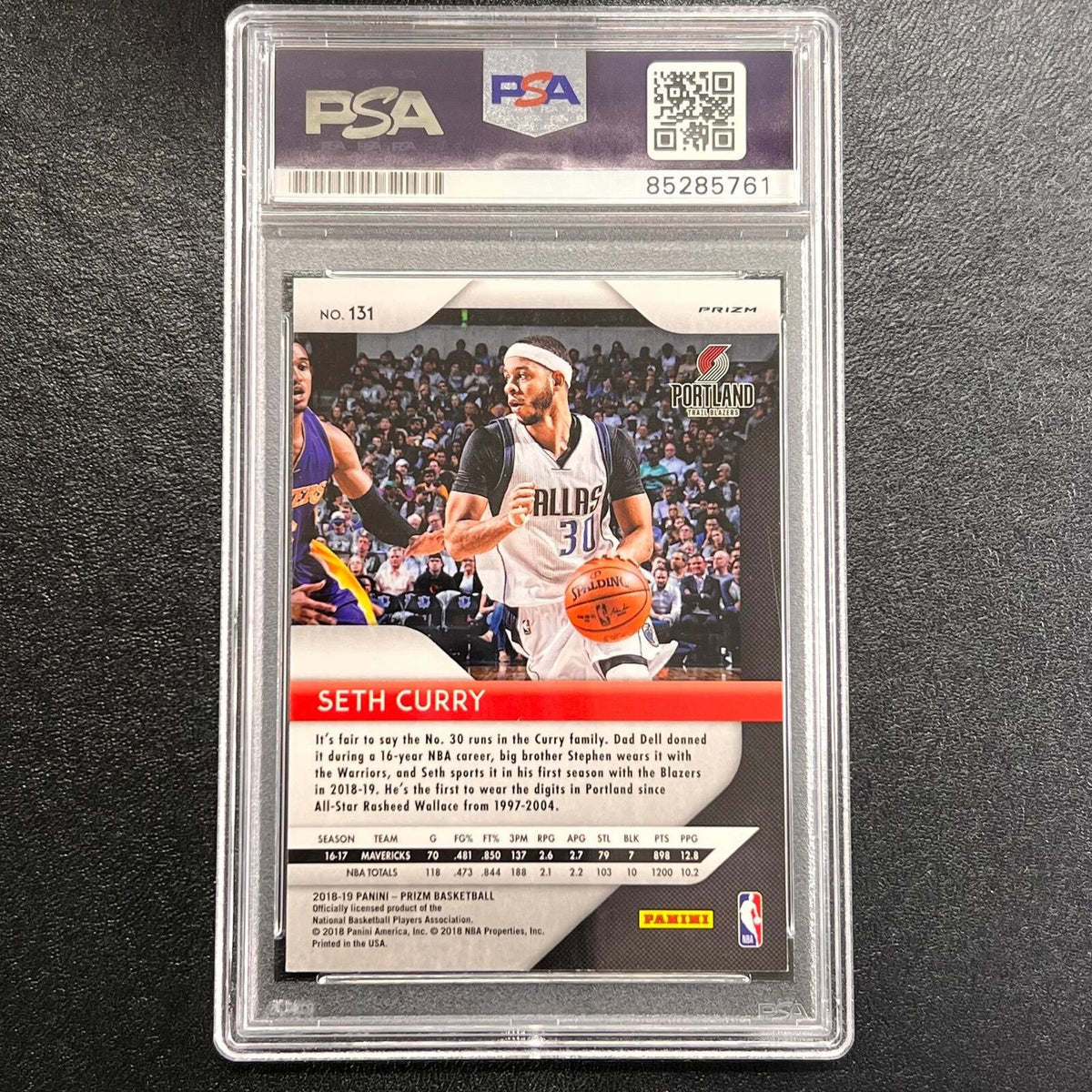 2018-19 Panini Prizm #131 Seth Curry Signed Card AUTO PSA Slabbed Portland Trail