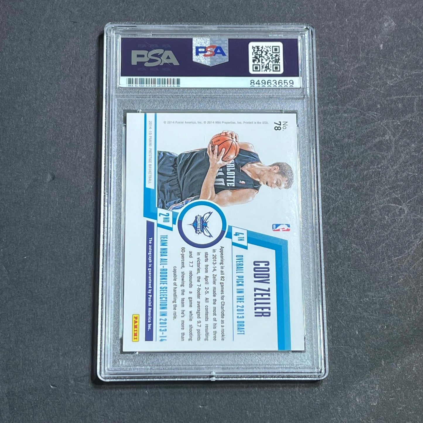 2014-15 Panini Prestige #78 Cody Zeller Signed Card AUTO PSA Slabbed Charlotte