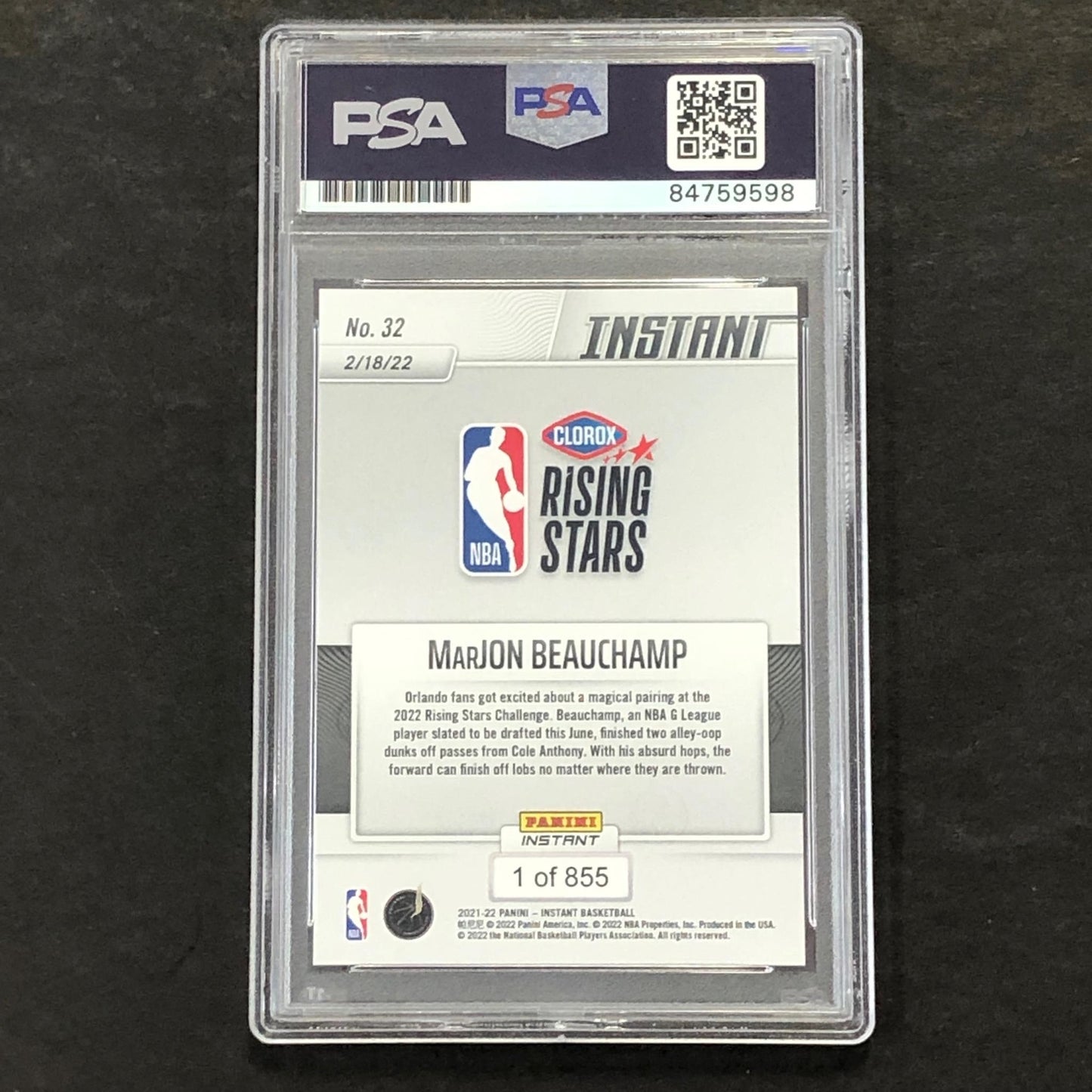 2021-22 Panini Instant #32 Marjon Beauchamp Signed Card AUTO PSA/DNA Slabbed Buc