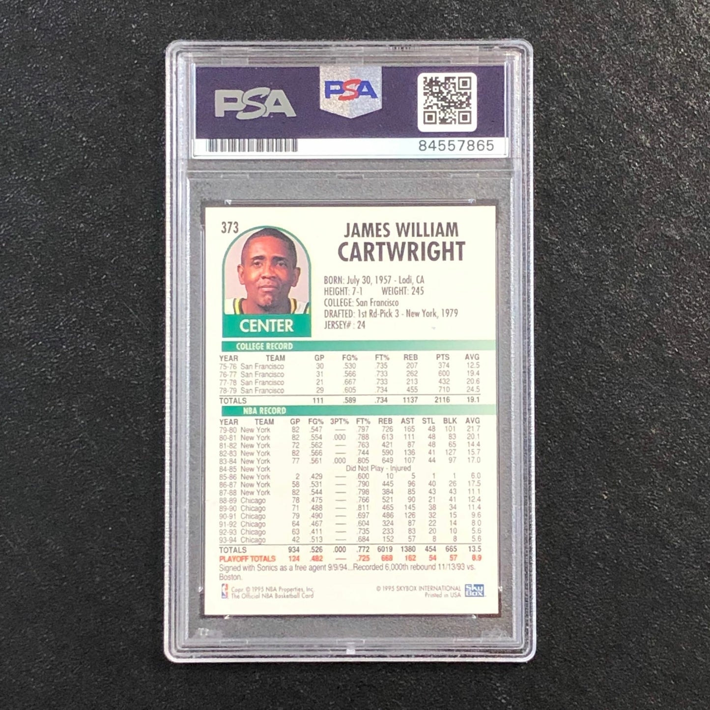 1994-95 NBA Hoops #373 Bill Cartwright Signed Card AUTO PSA/DNA Slabbed Superson