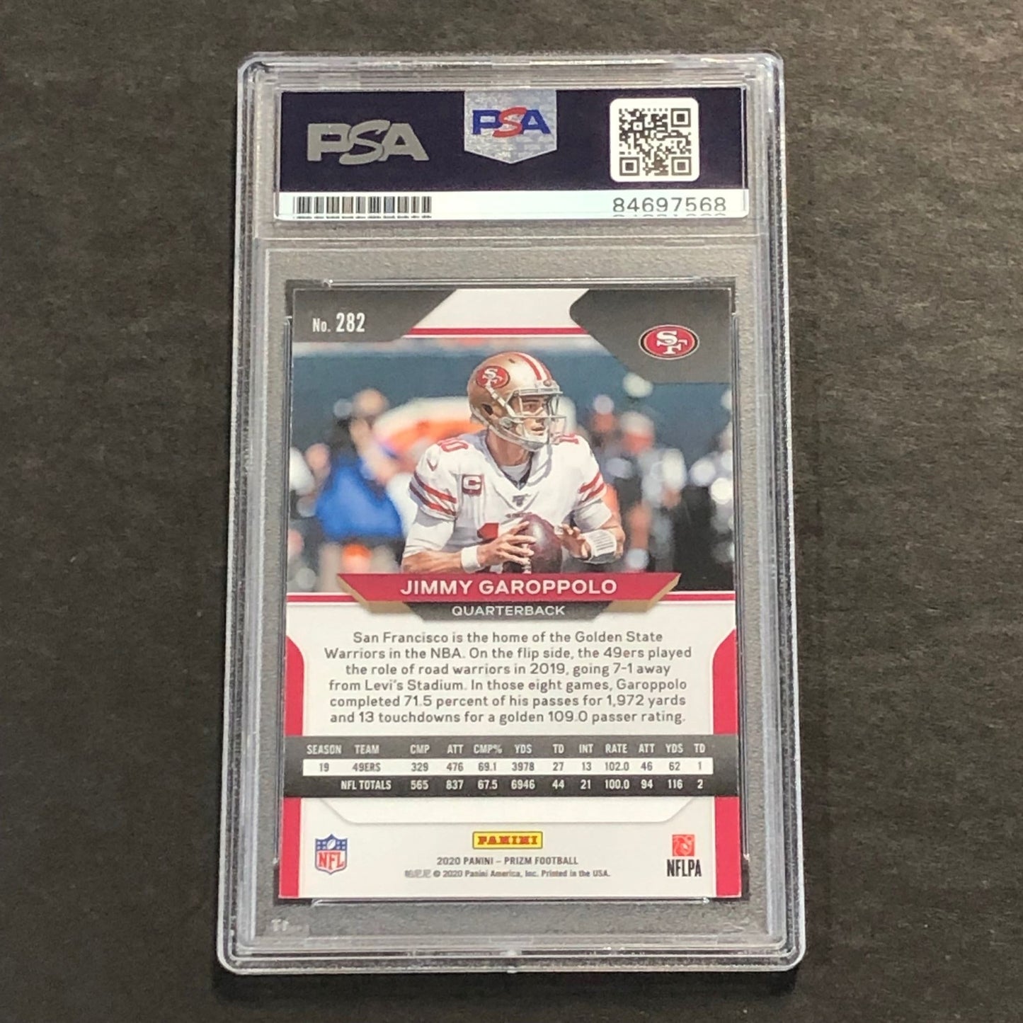 2019-20 Panini Prizm #282 Jimmy Garoppolo Signed Card PSA Slabbed 49ers