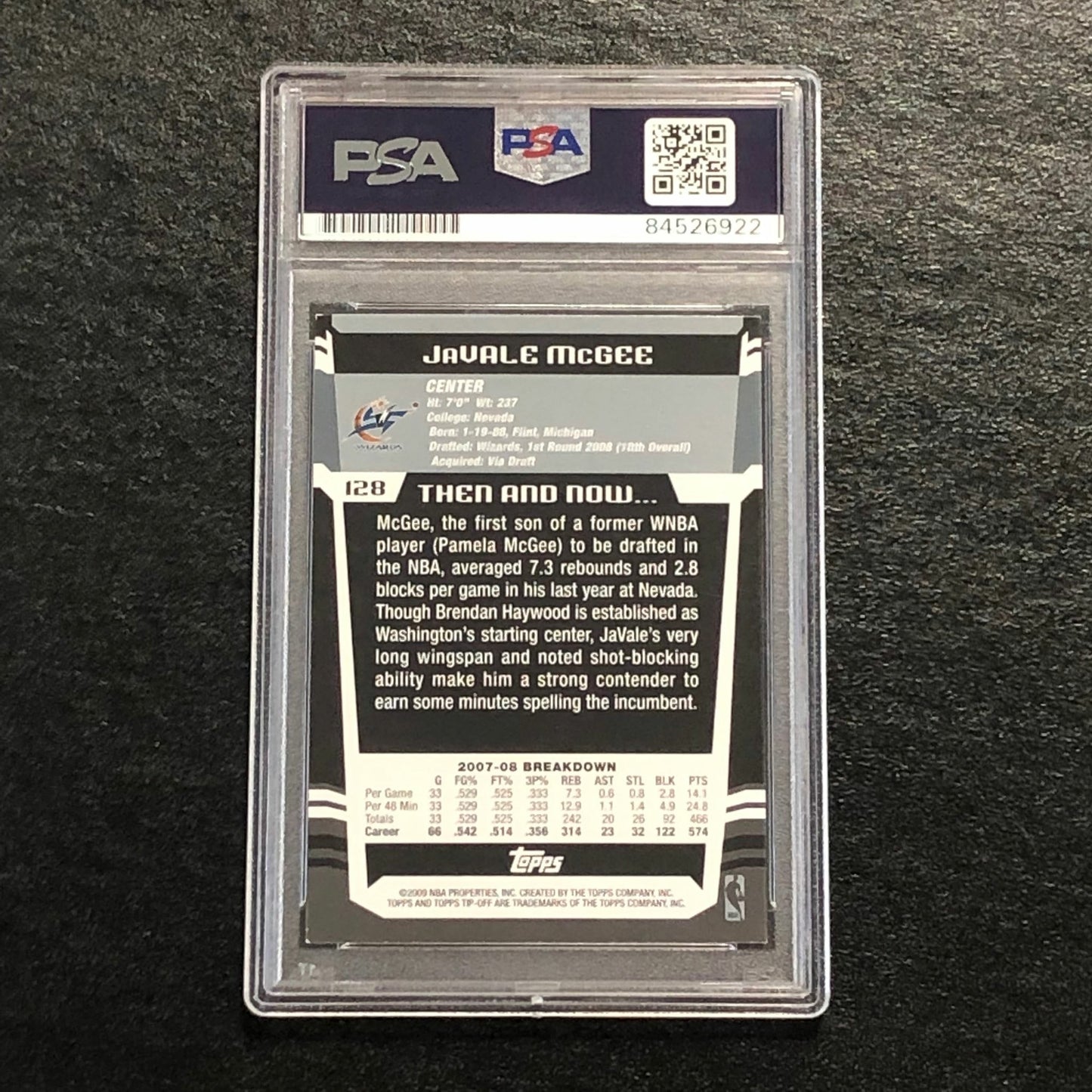2008-09 Topps Tip-Off #128 JaVale McGee Signed AUTO PSA Slabbed Wizards