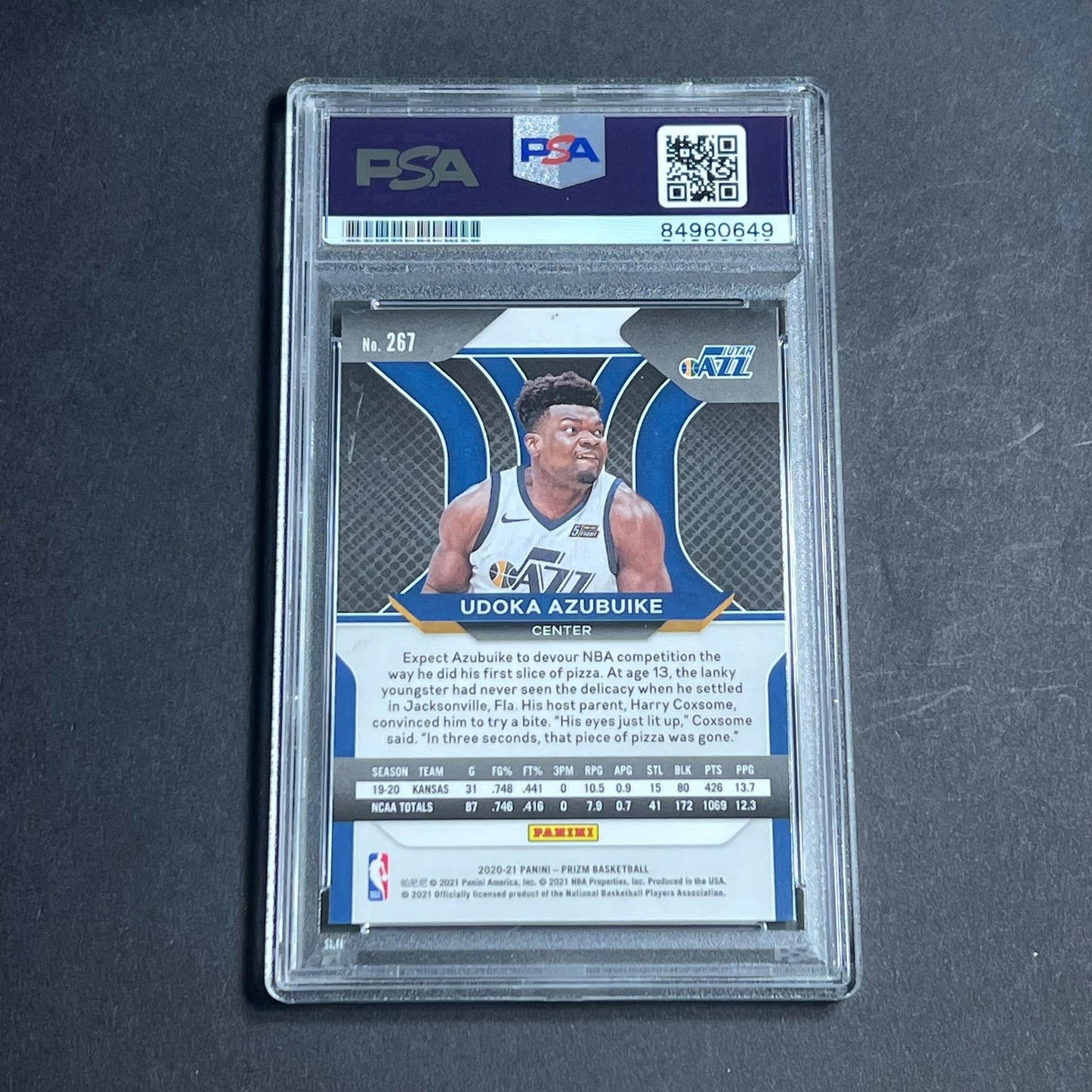 2020-21 Panini Prizm #267 Udoka Azubuike AUTO Signed Card PSA/DNA Encapsulated J