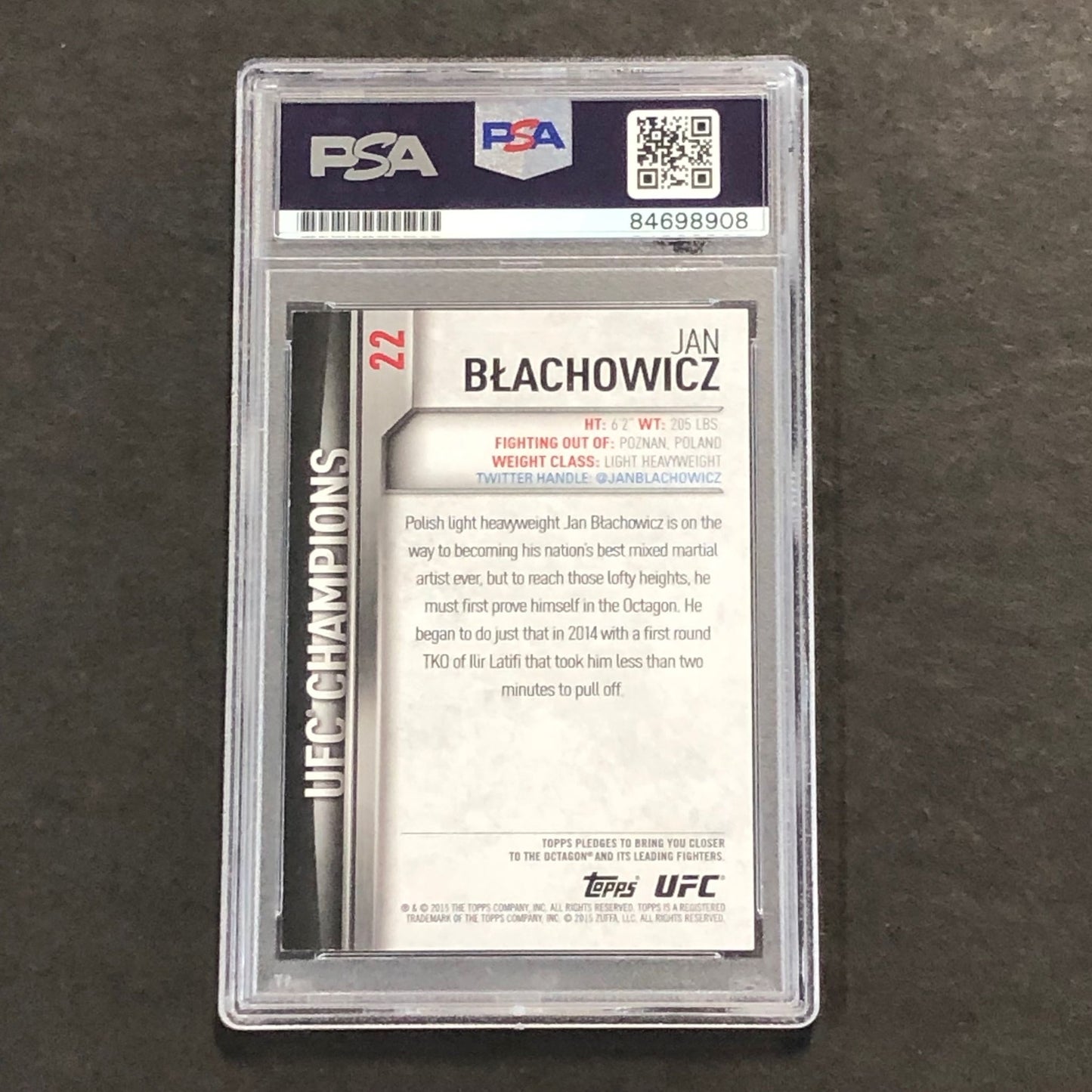 2015 Topps #22 Jan Blachowicz Signed Card AUTO PSA Slabbed UFC