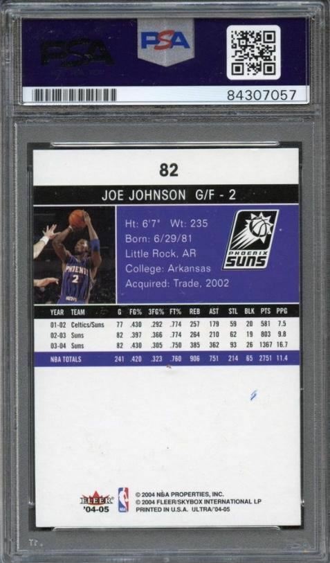 2004-05 FLEER ULTRA #82 JOE JOHNSON Signed Card AUTO PSA Slabbed