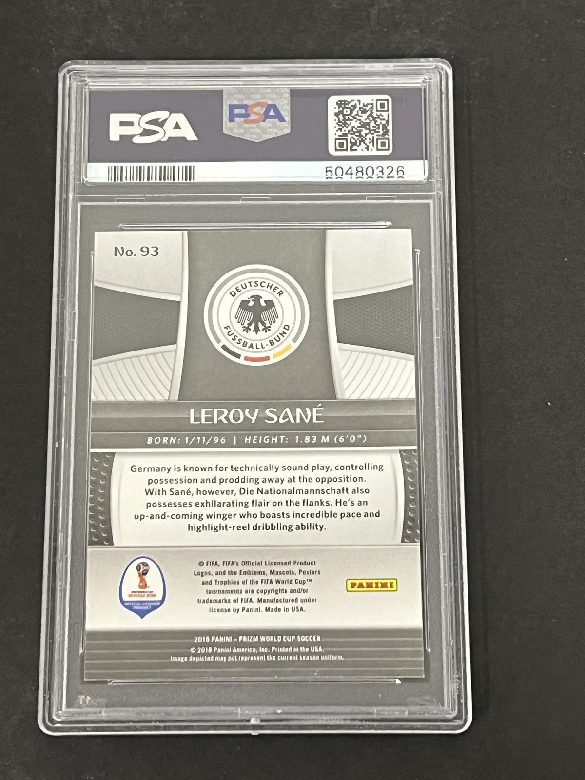 2018 Panini Prizm World Cup #93 Leroy Sane PSA 9