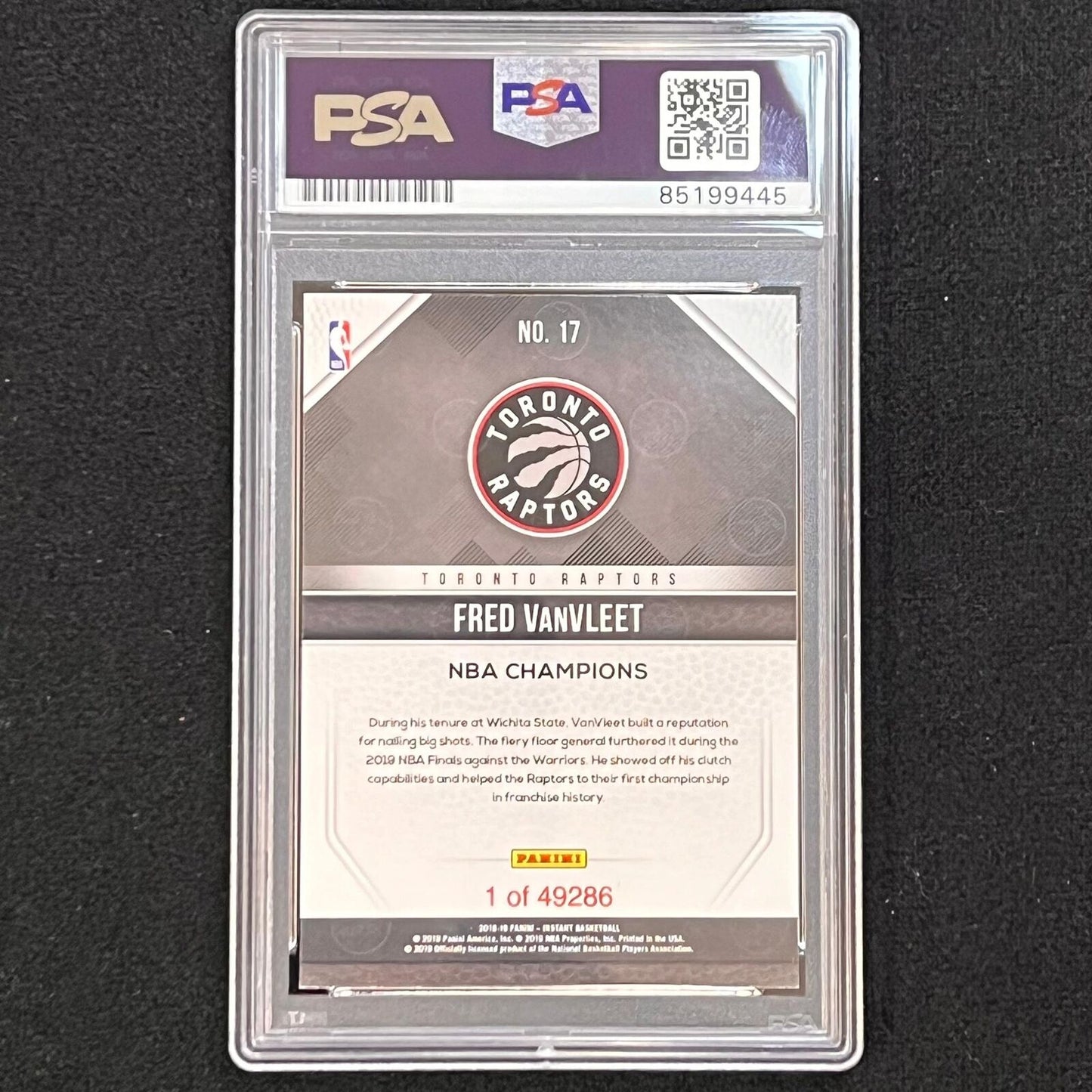 2018-19 Panini Instant #17 Fred VanVleet Signed Card AUTO PSA Slabbed Raptors
