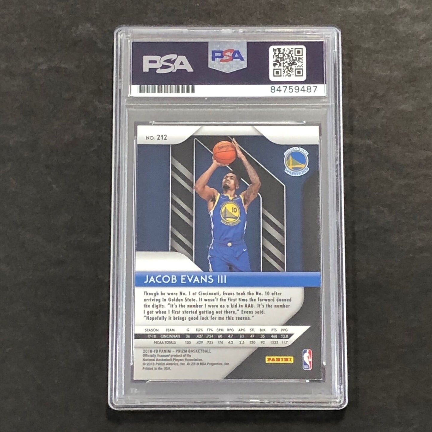 2018-19 Panini Prizm #212 Jacob Evans Signed Rookie Card AUTO PSA Slabbed RC War