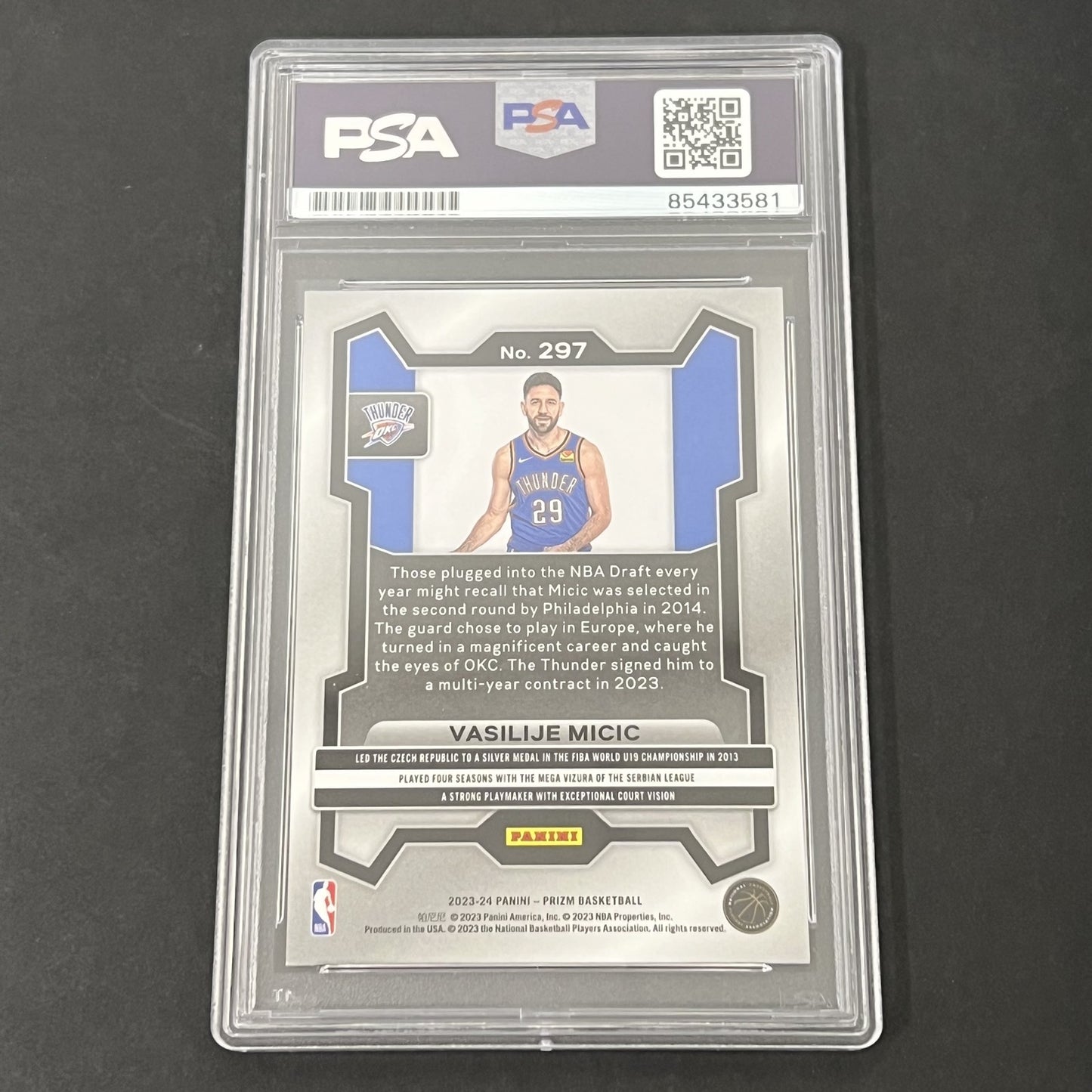2023-24 Panini Silver Prizm #297 Vasilije Micic signed Rookie card PSA Auto 10