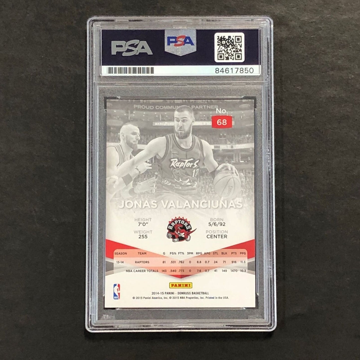 2014-15 Panini Elite #68 Jonas Valanciunas Signed Card AUTO 10 PSA Slabbed Toron