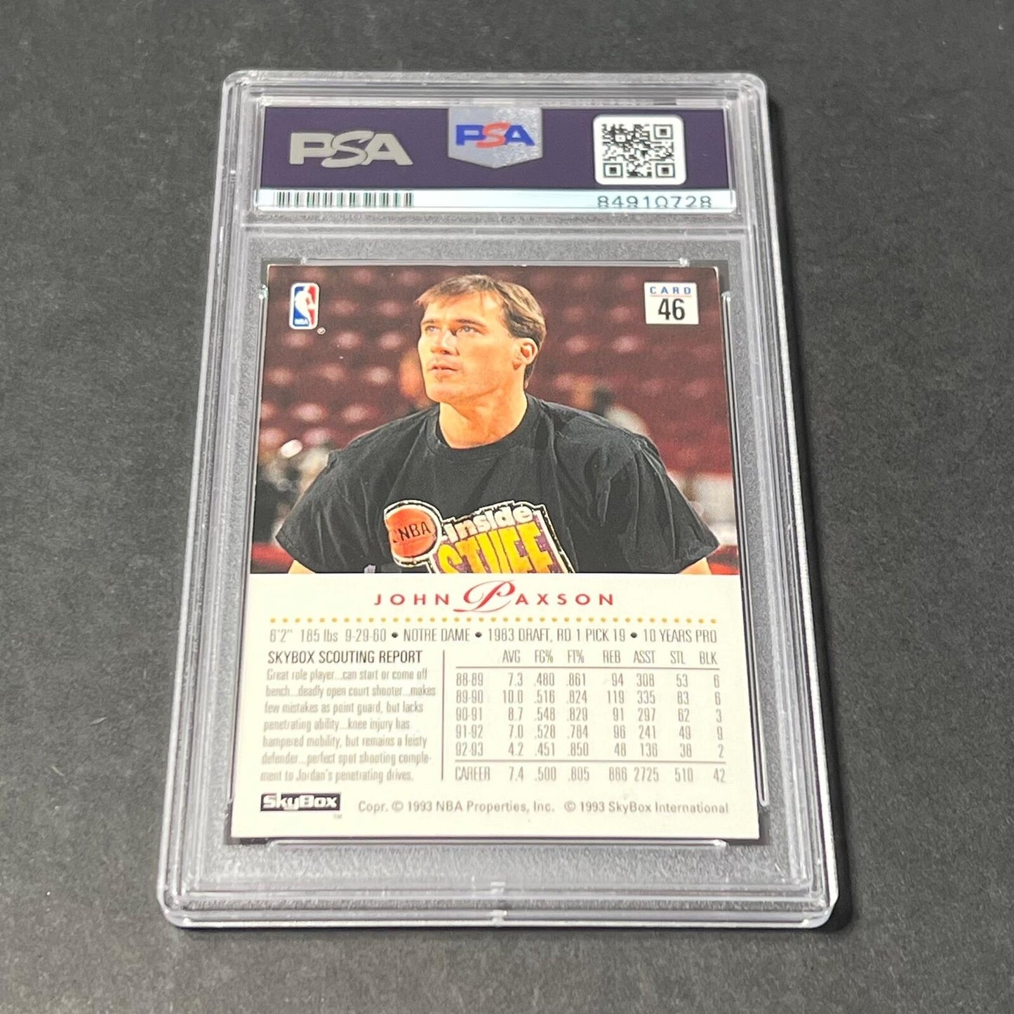 1993-94 Skybox Premium #46 John Paxson Signed Card AUTO Grade 10 PSA Slabbed Bul