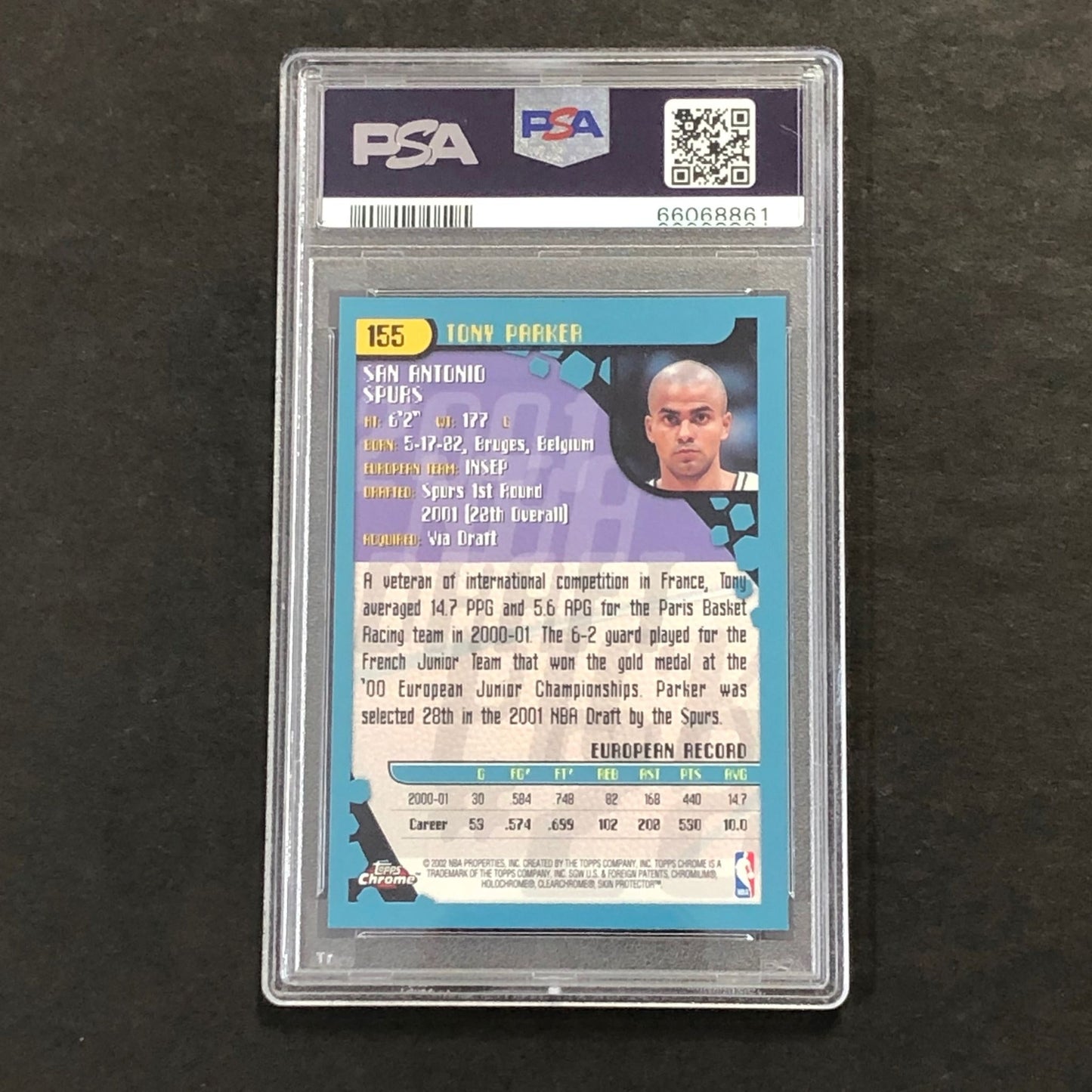 2001 Topps Chrome #155 Tony Parker Signed Card AUTO GRADE 9 PSA Slabbed Autograp