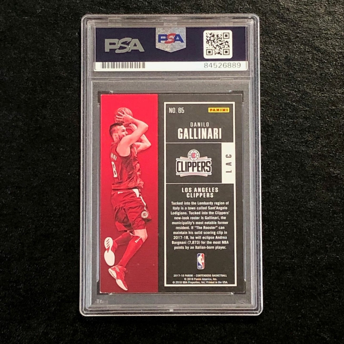 2017-18 Panini Contenders #65 Danilo Gallinari Signed Card AUTO PSA Slabbed Clip