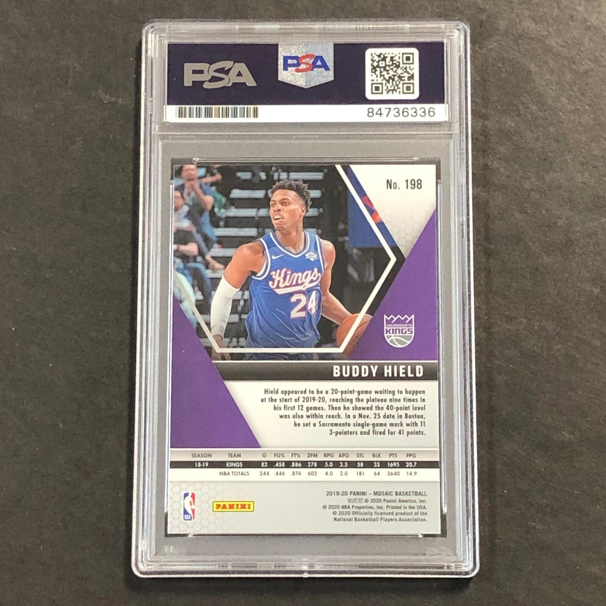 2019-20 Panini Select #198 Buddy Hield Signed Card AUTO PSA Slabbed Kings