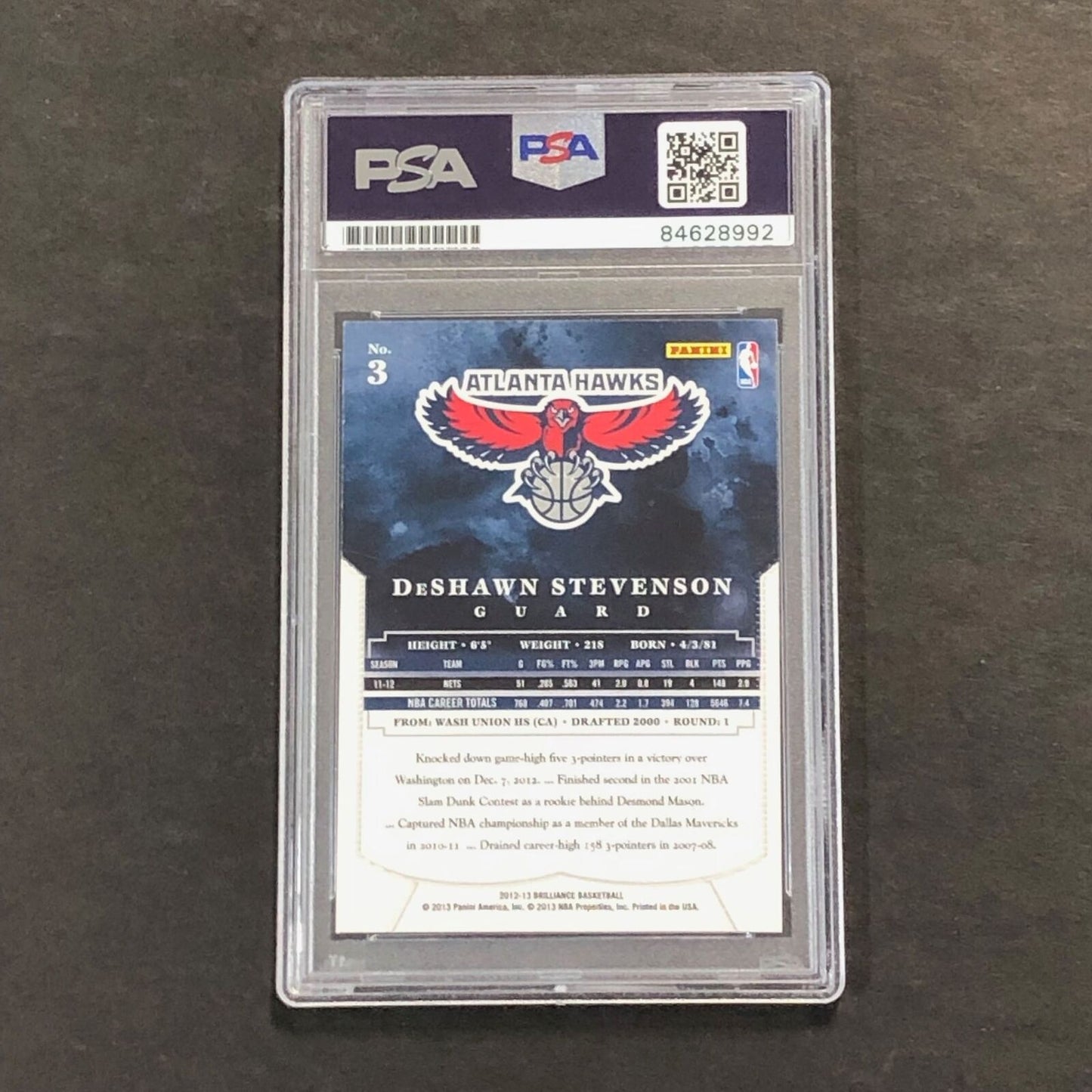 2012-13 Panini Brilliance #3 DeShawn Stevenson Signed Card AUTO PSA Slabbed Hawk