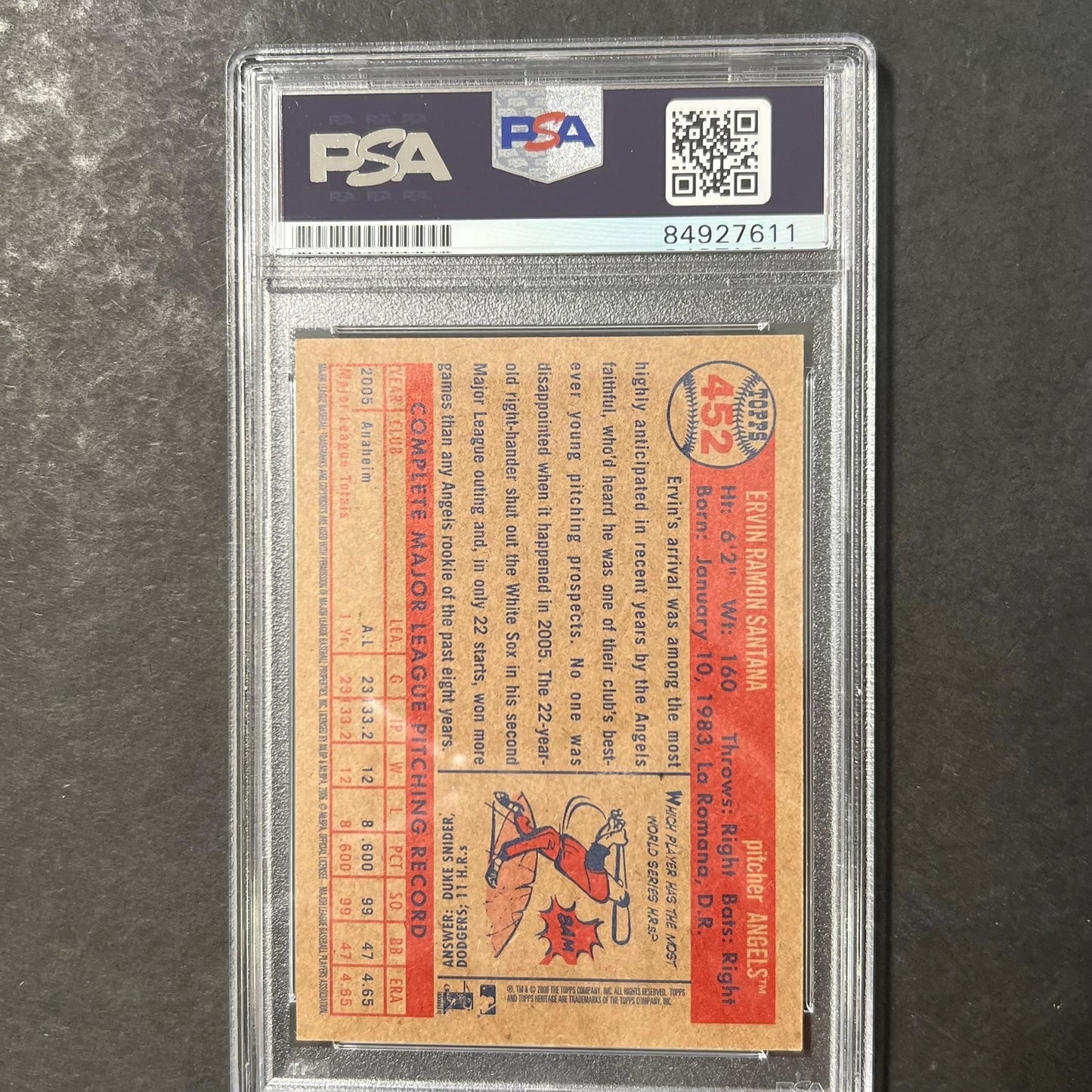 2006 Topps Heritage #264 Ervin Santana Signed Card AUTO 10 PSA/DNA Slabbed Angel