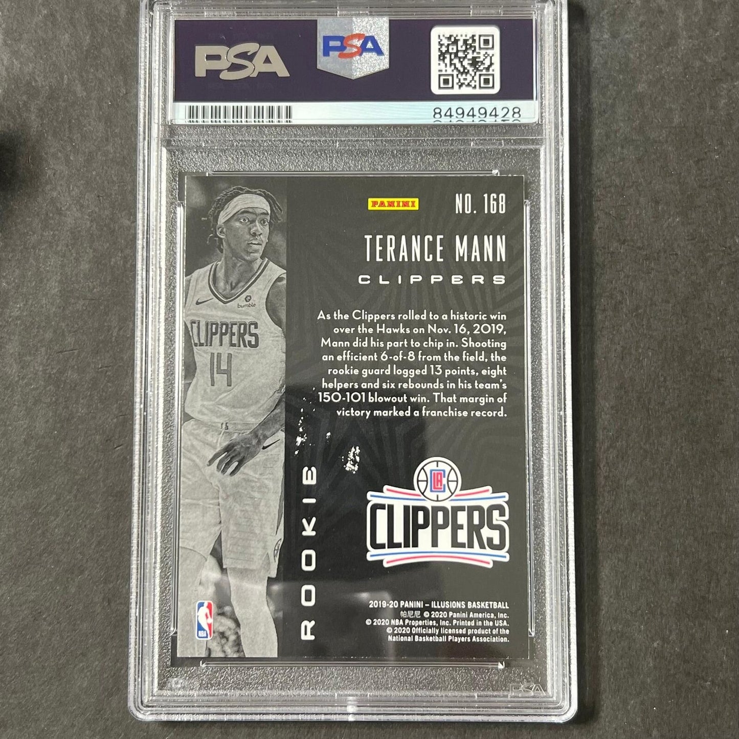 2019-20 Panini Illusions #168 Terance Mann Signed Card AUTO PSA Slabbed Clippers