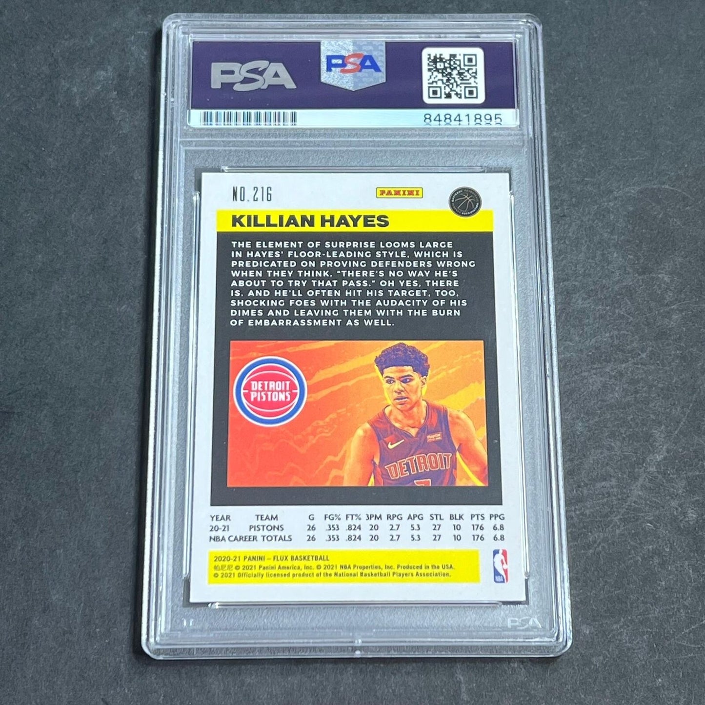 2020-21 Panini Flux #216 Killian Hayes Signed Card AUTO PSA Slabbed RC Pistons