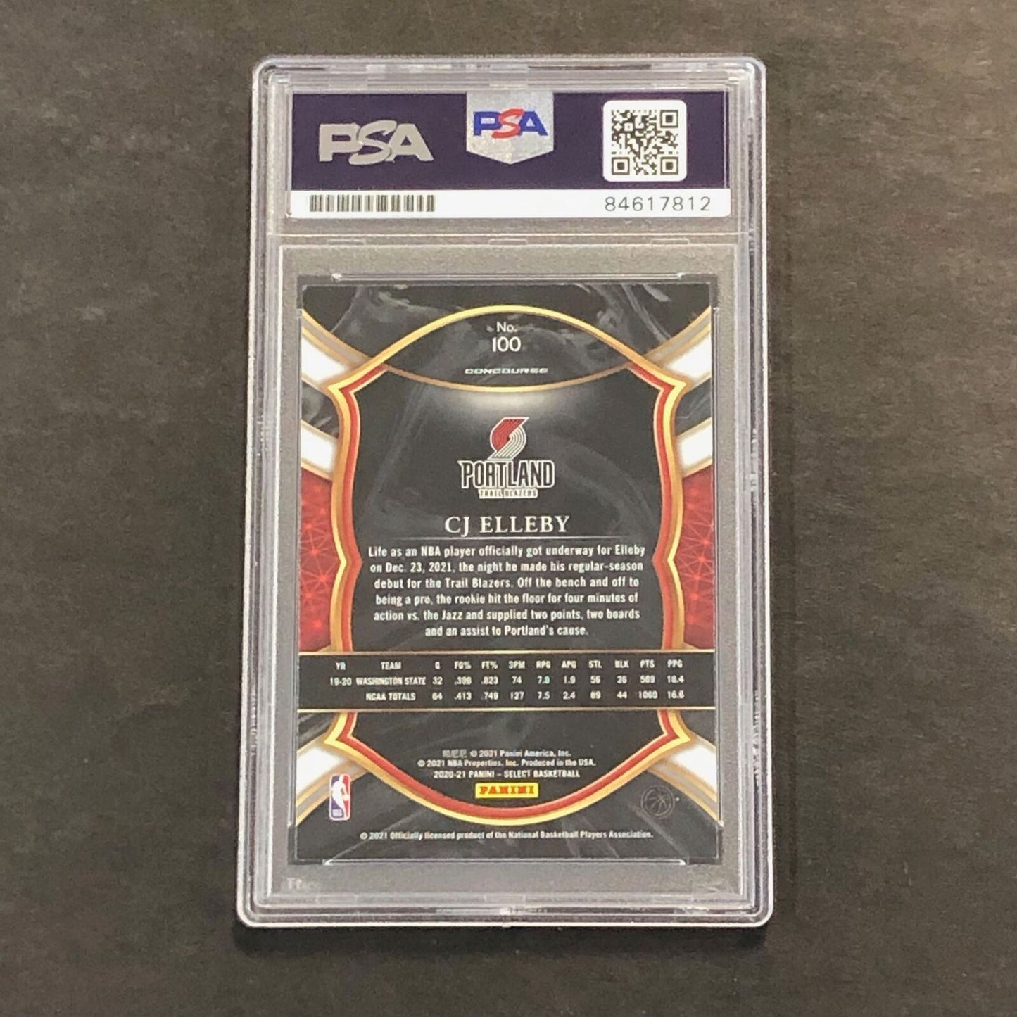 2020-21 Panini Select #100 CJ ELLEBY Signed Card AUTO 10 PSA Slabbed RC Trail Bl