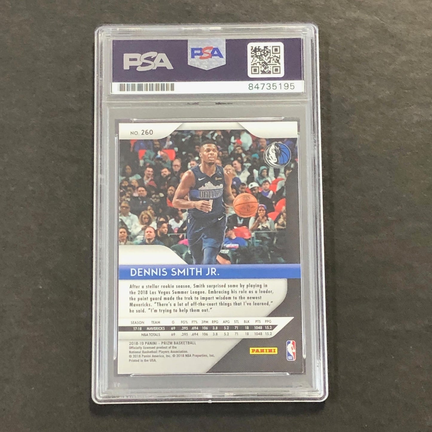 2018-19 Panini Prizm #260 Dennis Smith Jr. Signed Card AUTO PSA Slabbed Maverick