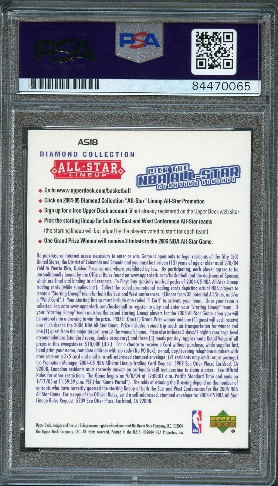 2004-05 Upper Deck All-Star Lineup #AS18 Jason Richardson Signed Card AUTO PSA S