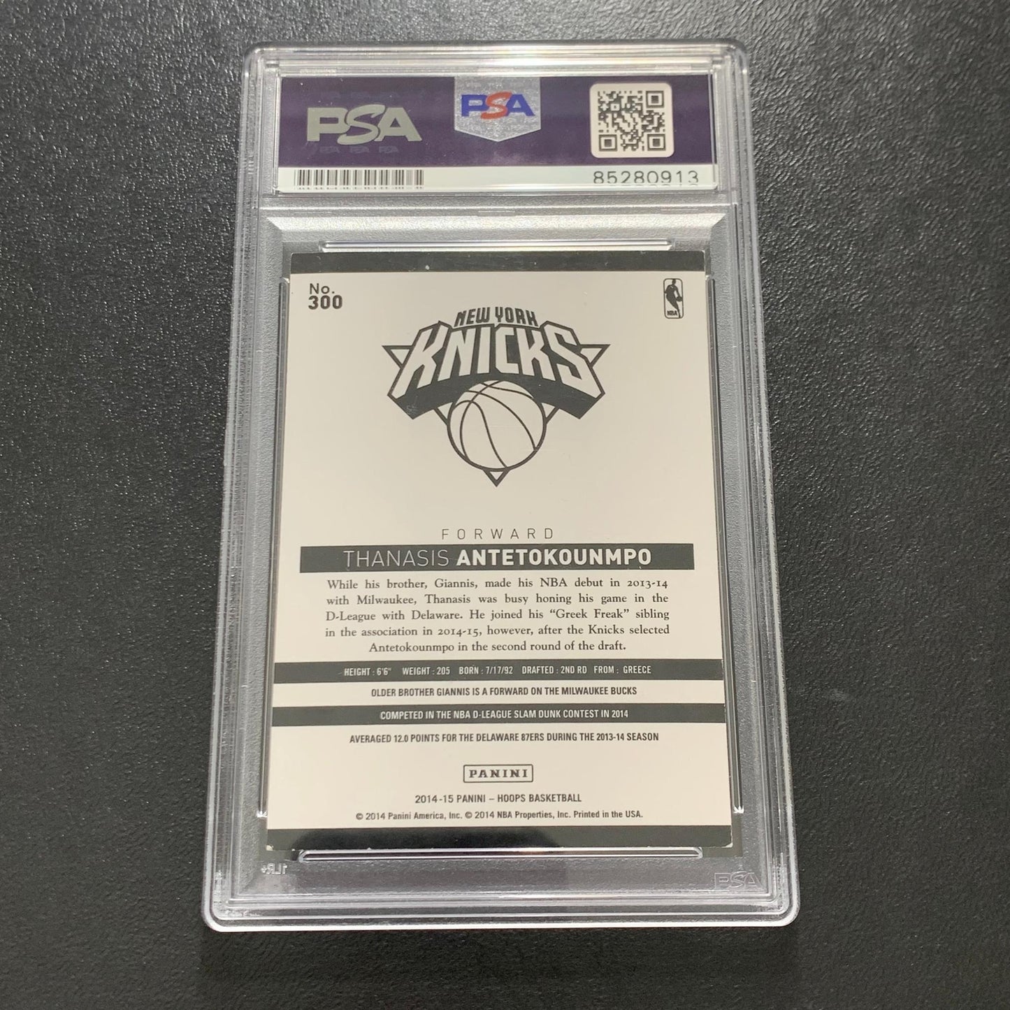 2014-15 Panini Hoops #300 Thanasis Antetokounmpo Signed Card AUTO PSA Slabbed Kn