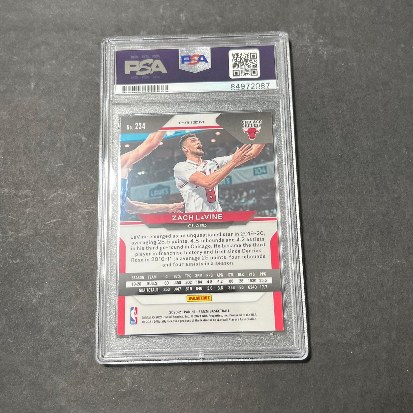 2020-21 Panini Prizm #234 Zach LaVine Signed Card AUTO PSA Slabbed Bulls