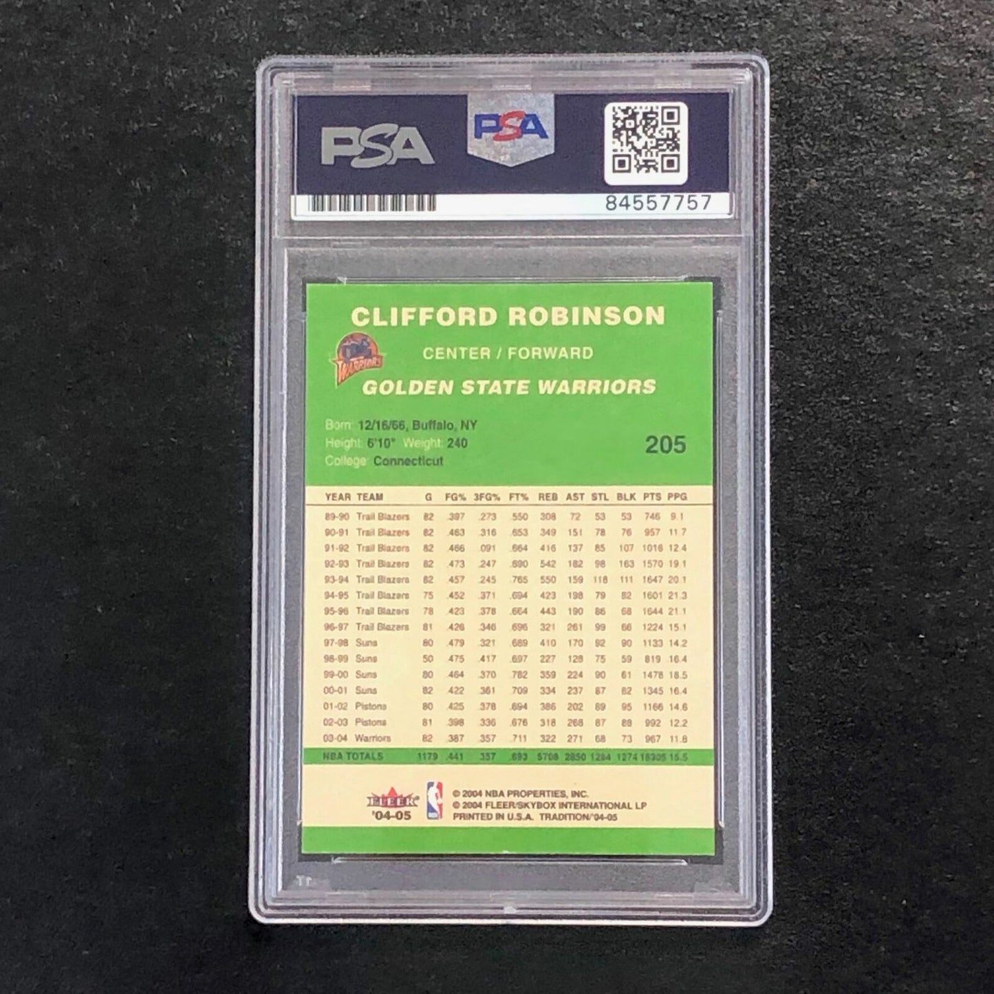 2004-05 Fleer Tradition #205 Clifford Robinson Signed Card AUTO PSA Slabbed Warr