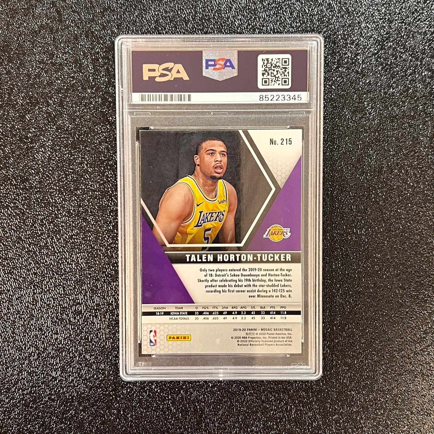 2019-2020 Panini Mosaic Rated Rookie #215 Talen Horton-Tucker Signed Card AUTO P