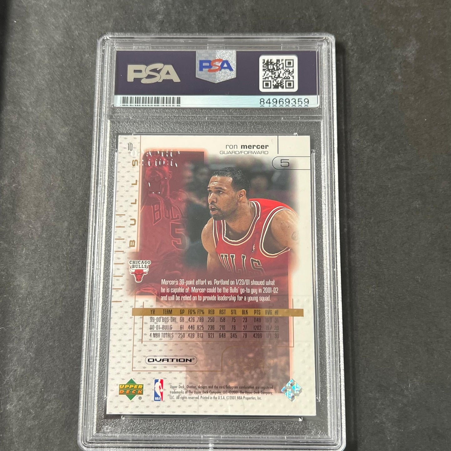 1999-2000 Upperdeck #5 Ron Mercer Signed Card AUTO PSA Slabbed Bulls