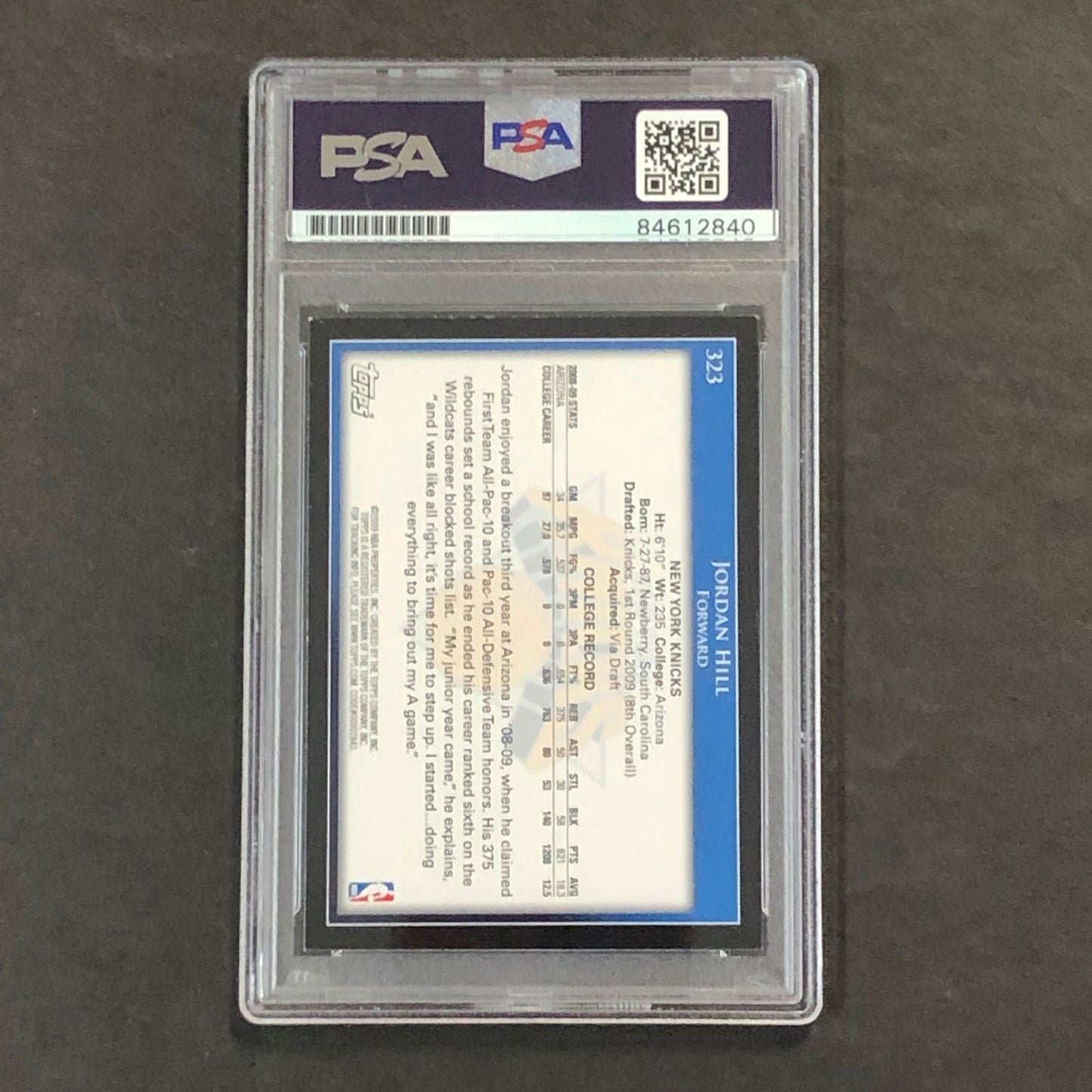 2009-10 Topps #323 Jordan Hill Signed Card AUTO PSA Slabbed RC Knicks