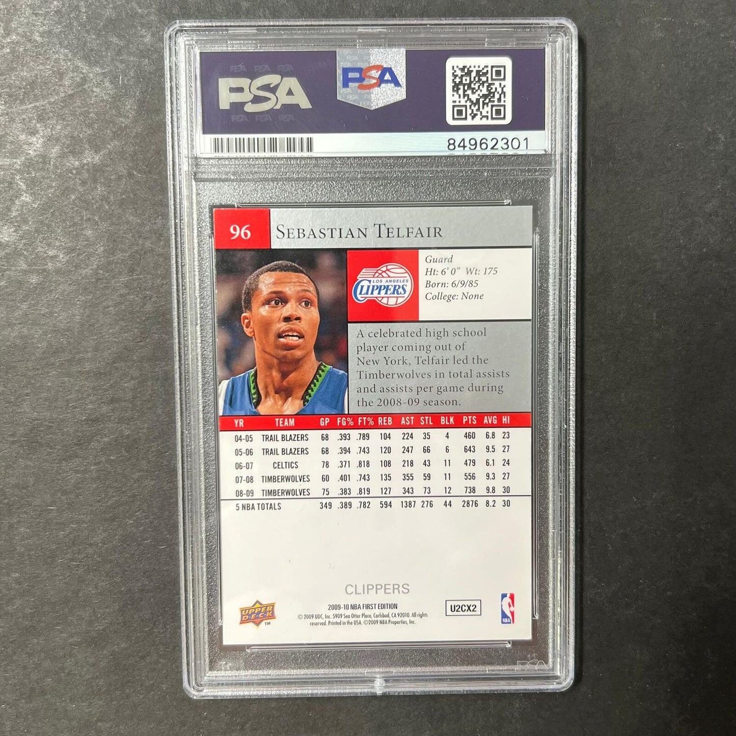 2009-10 Upper Deck First Edition #96 Sebastian Telfair Signed Card AUTO PSA/DNA