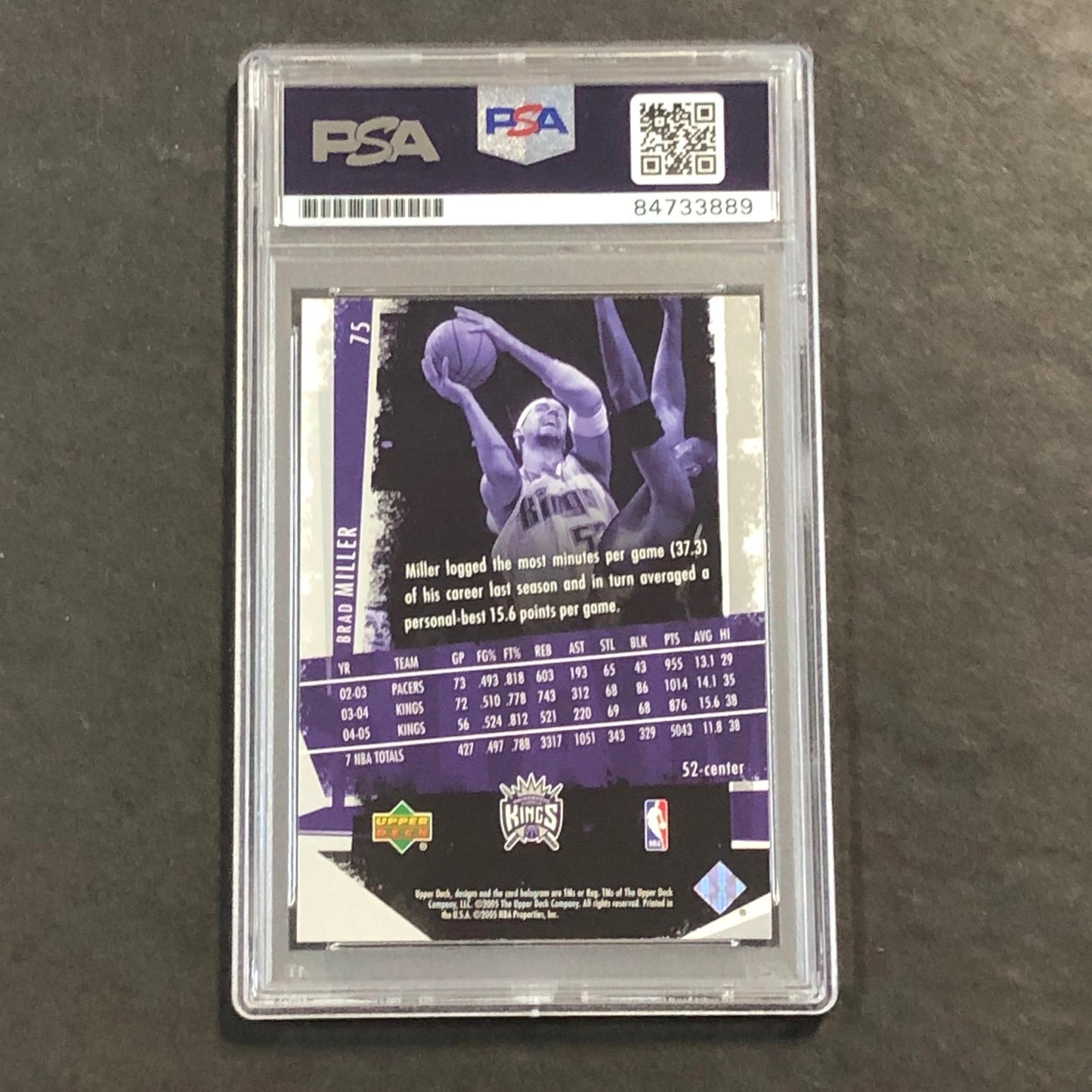 2005 Upper Deck #75 Brad Miller Signed Card AUTO PSA Slabbed Kings