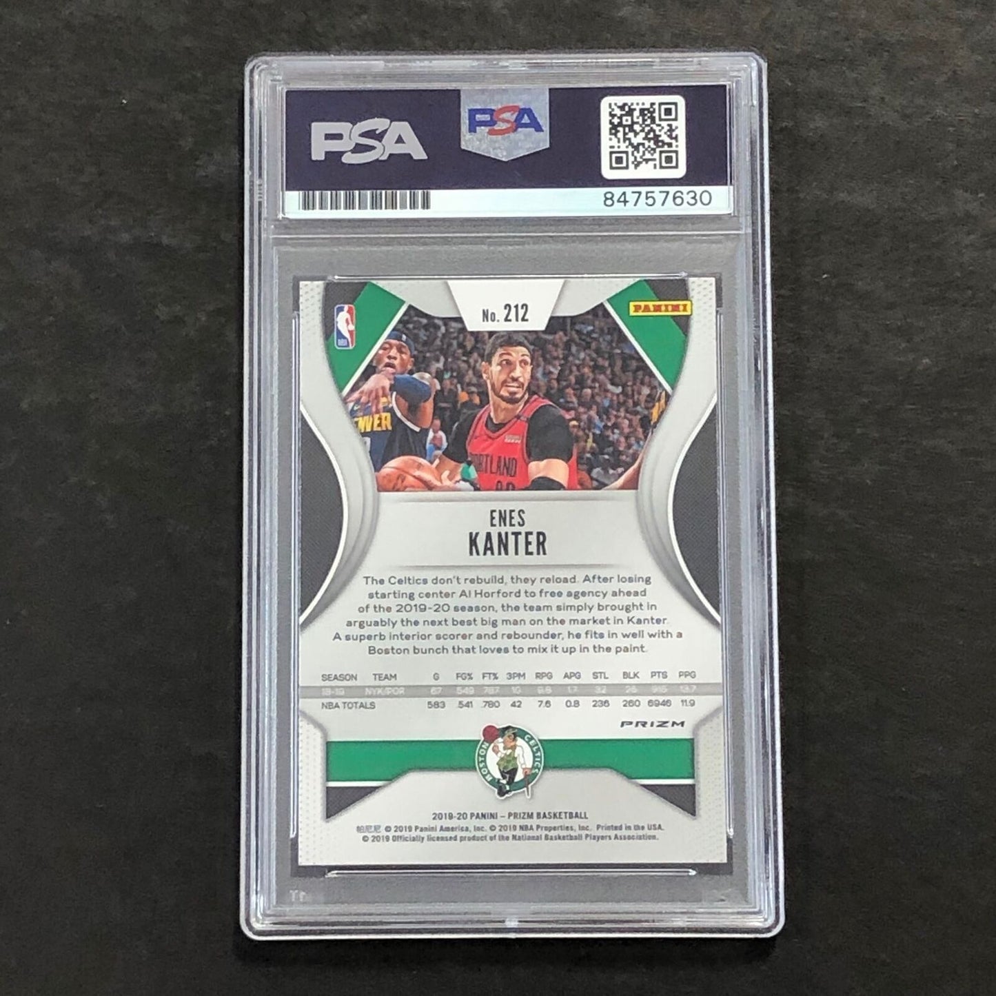 2019-20 Panini Prizm #212 Enes Kanter Signed AUTO PSA Slabbed Celtics