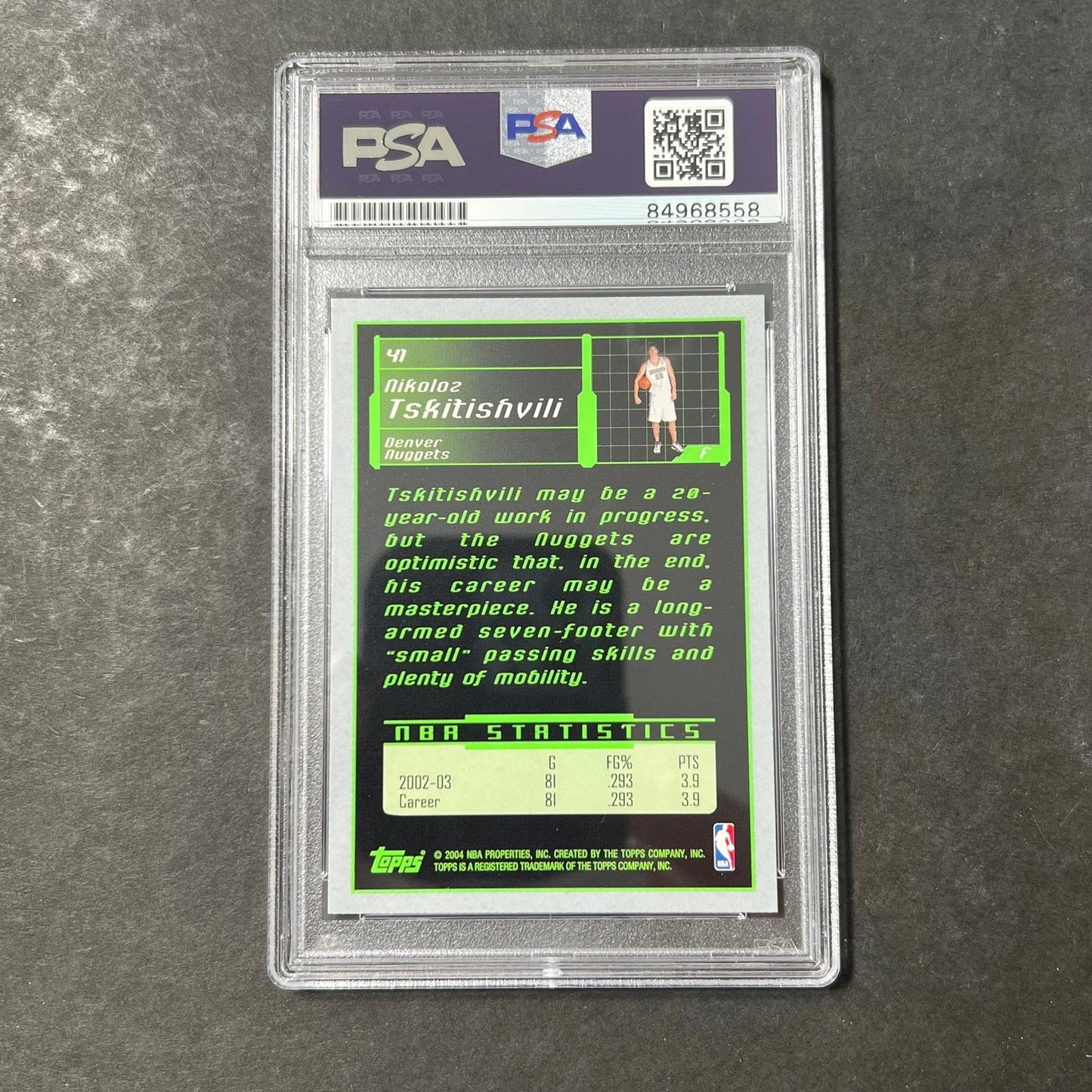 2004 Topps NBA Properties #41 Nikoloz Tskitishvili Signed Card AUTO PSA Slabbed
